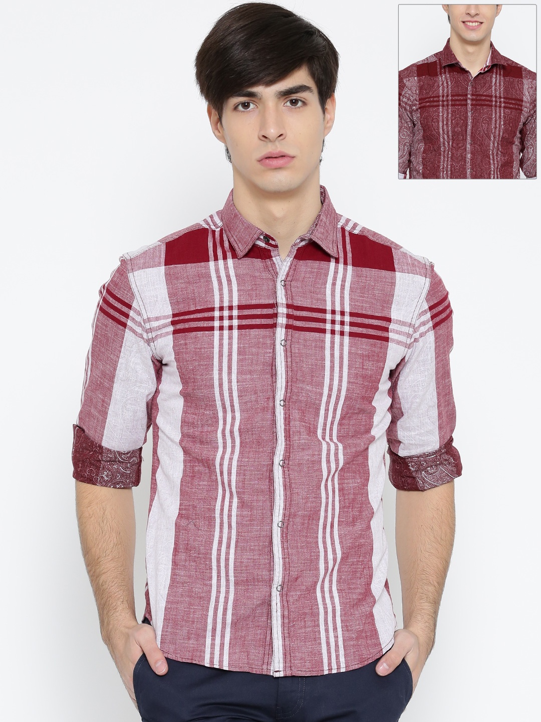 

Locomotive Red & White Reversible Printed Casual Shirt
