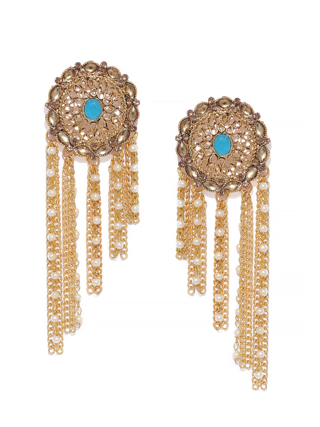 

Zaveri Pearls Gold-Toned Circular Drop Earrings