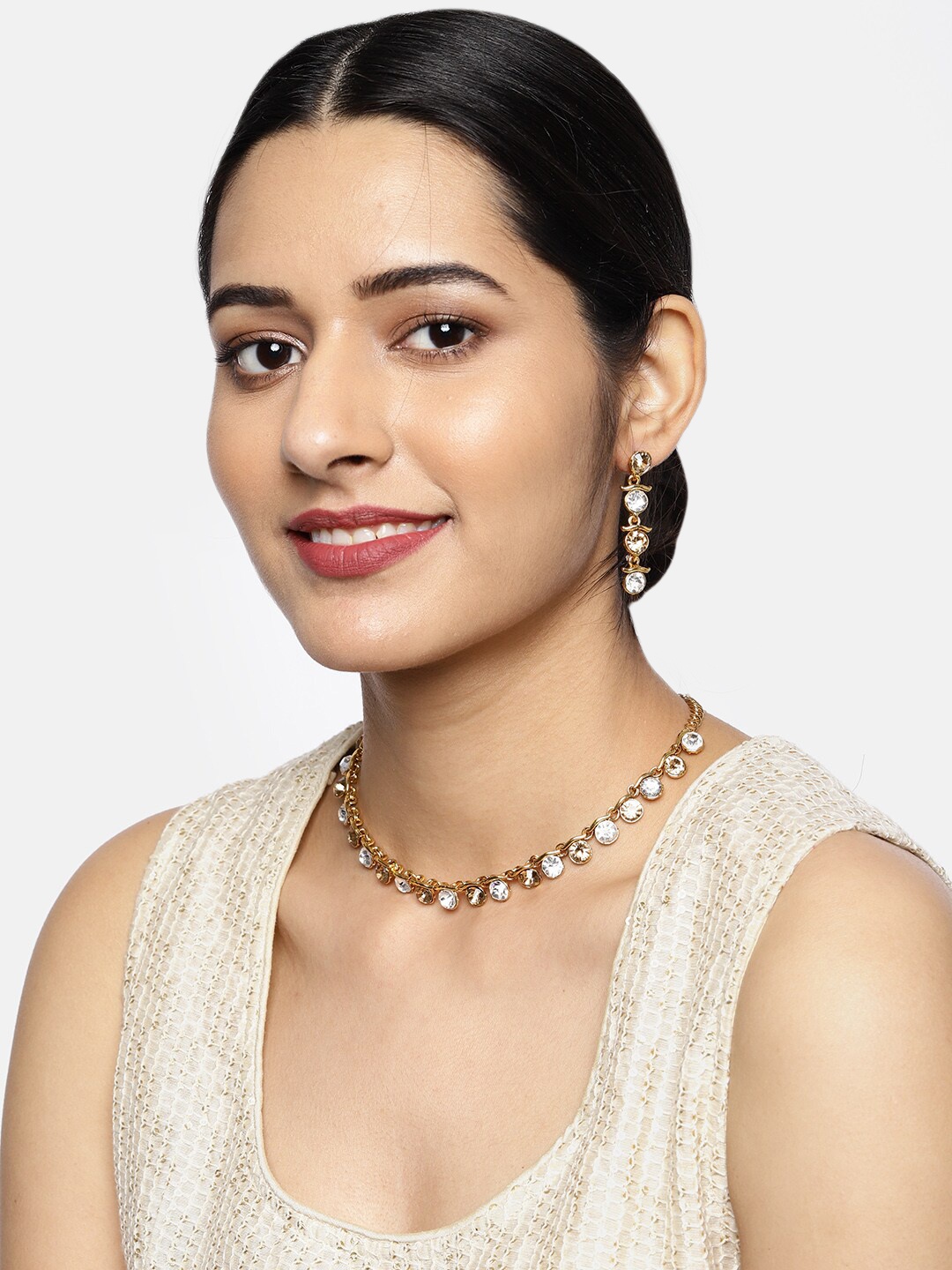 

Zaveri Pearls Gold Toned Contemporary Jewellery Set