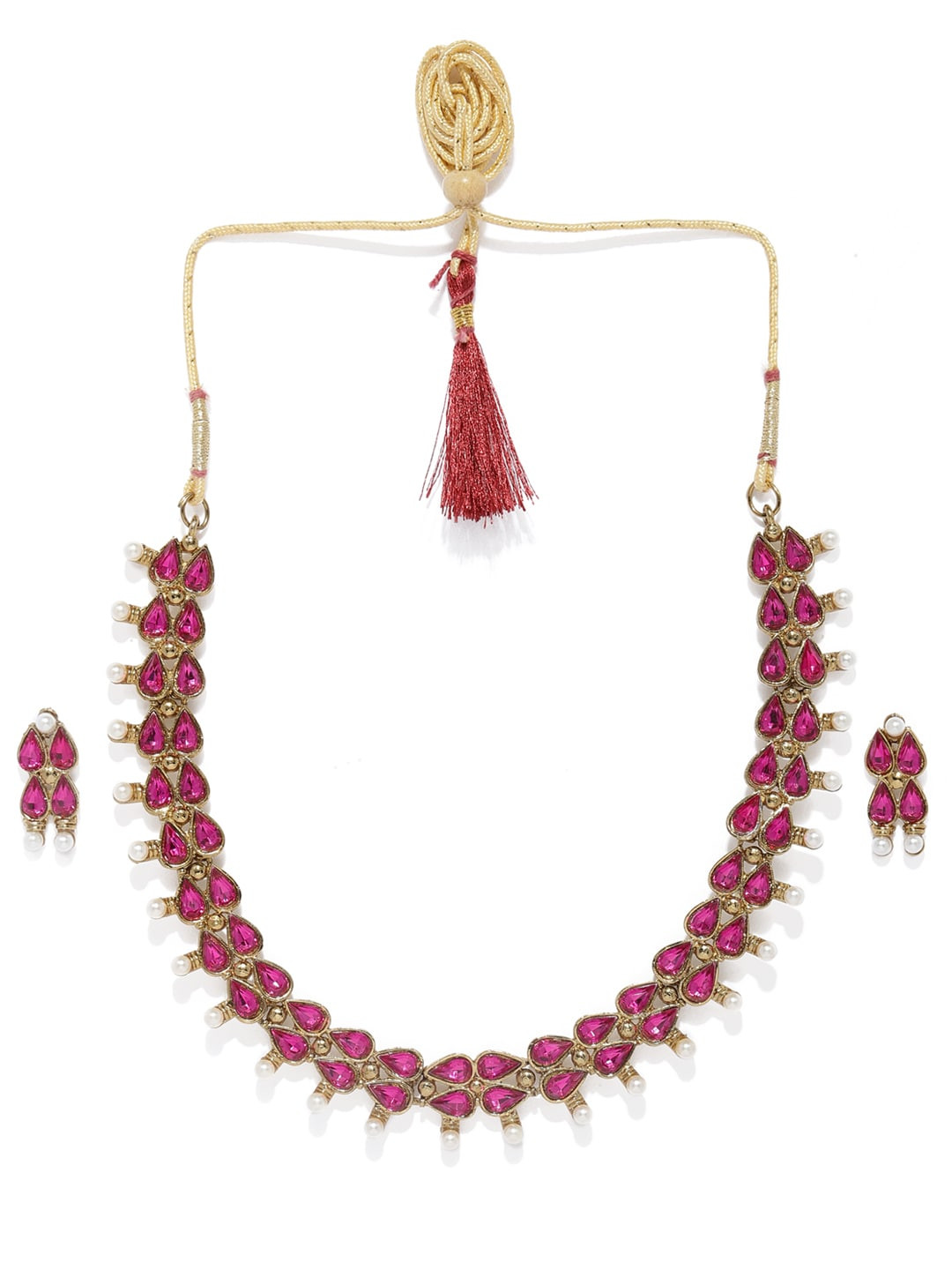 

Zaveri Pearls Women Gold-Toned & Pink Jewellery Set