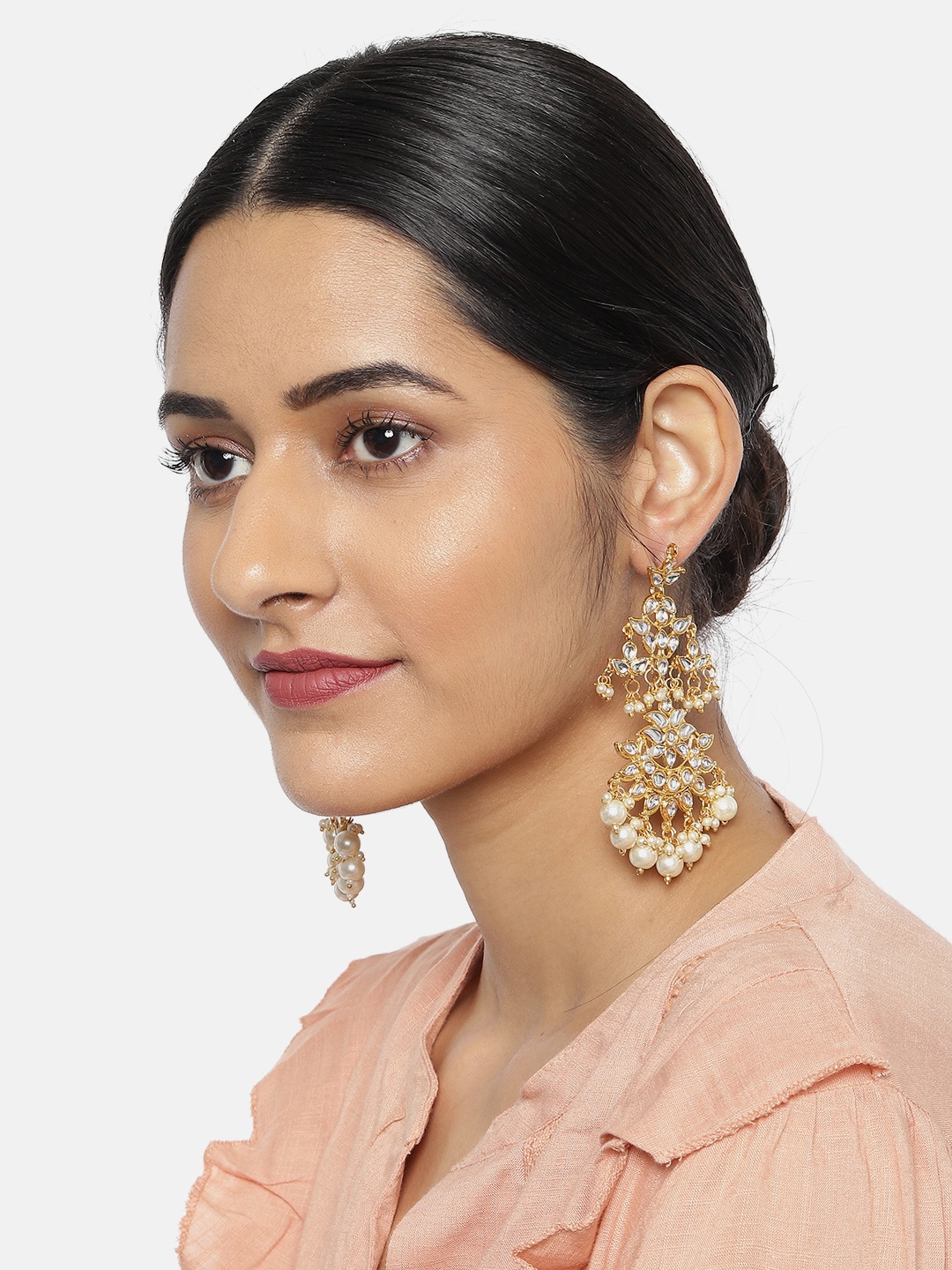 

Zaveri Pearls Gold-Toned Contemporary Drop Earrings