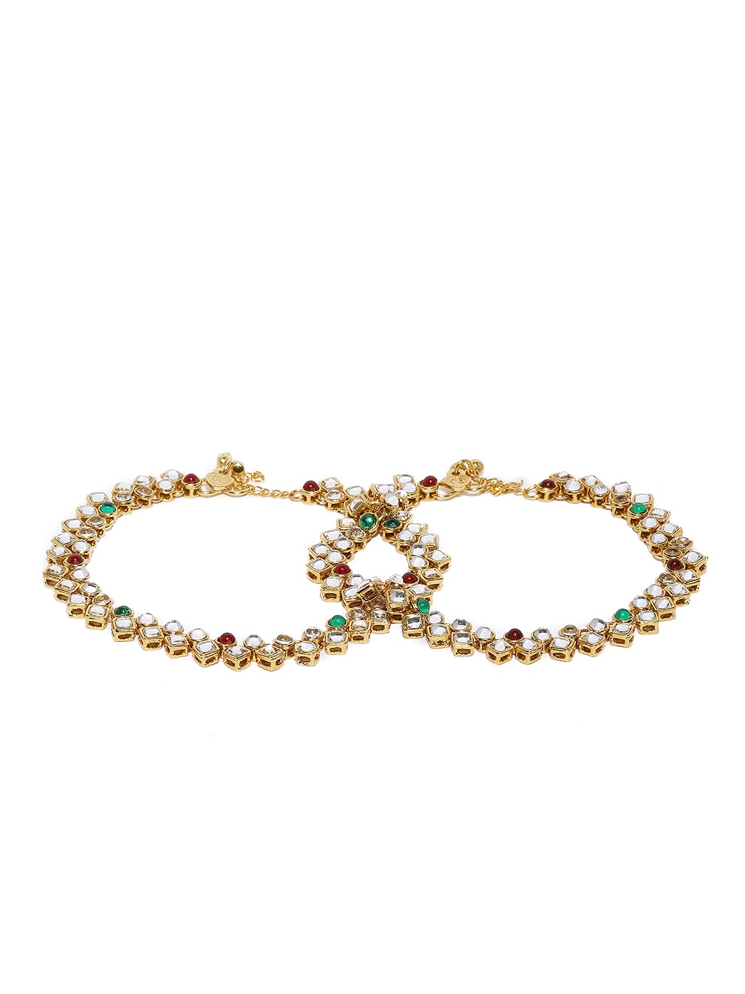 

Zaveri Pearls Gold-Plated Kundan Studded Anklets