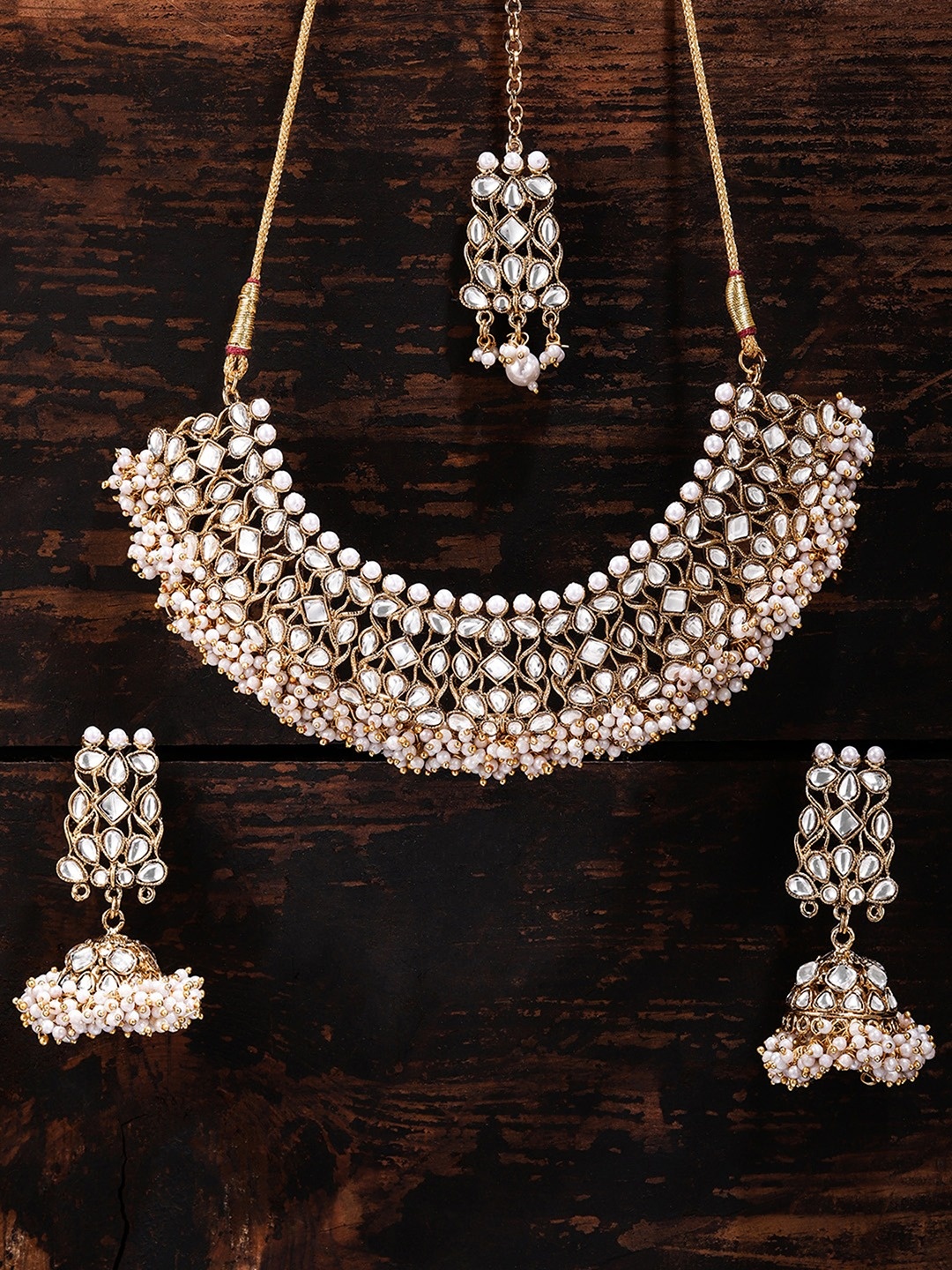

Zaveri Pearls Gold-Toned Pearls Choker Jewellery Set