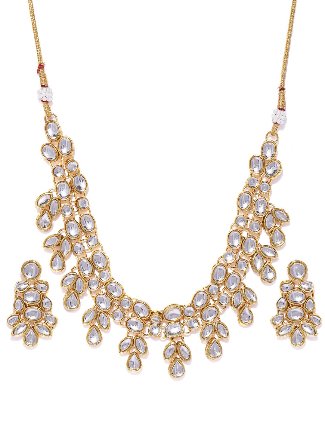 

Zaveri Pearls Gold-Toned Floral Kundan Studded Jewellery Set