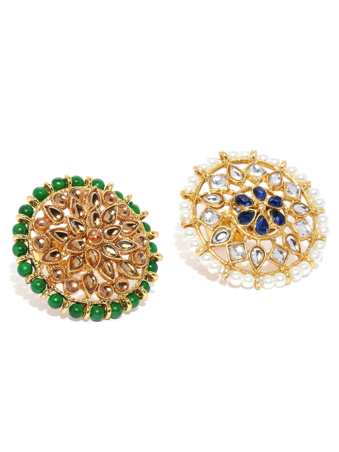 

Zaveri Pearls Women Set of 2 Adjustable Finger Rings, Gold