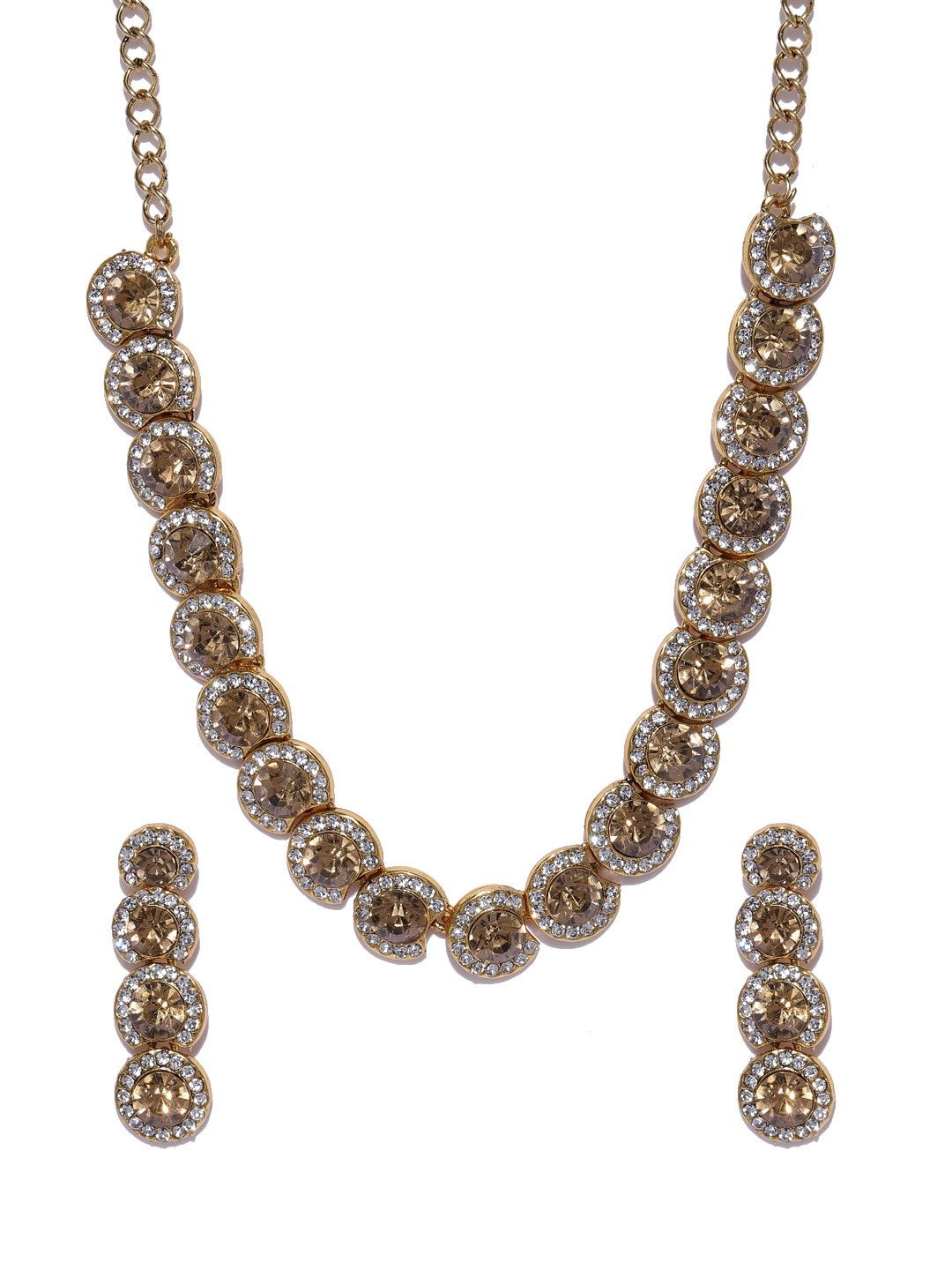 

Zaveri Pearls Women Gold-Toned Sparkling Austrian Diamond Jewellery Set