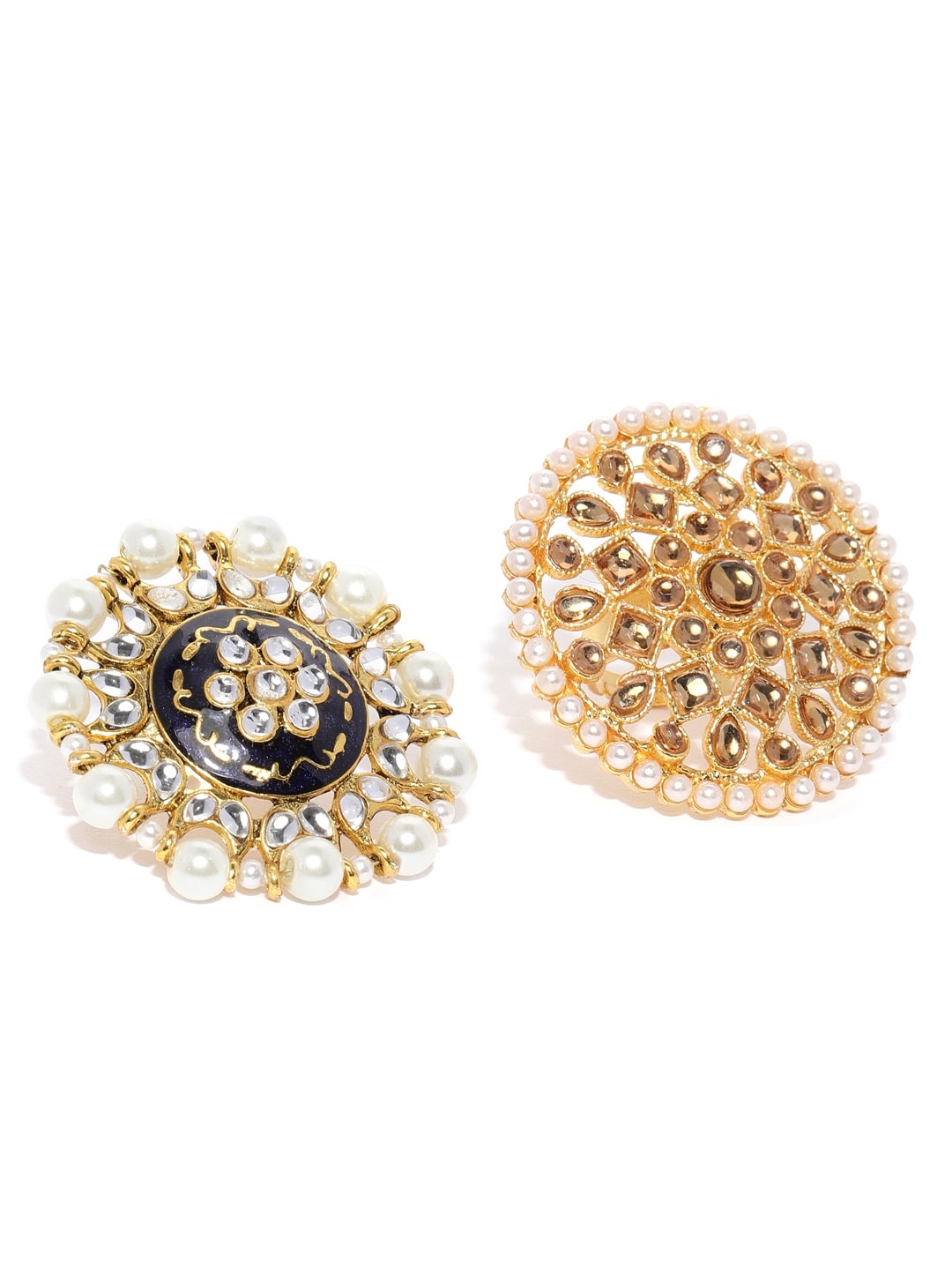 

Zaveri Pearls Set Of 2 Traditional Adjustable Finger Rings, Gold