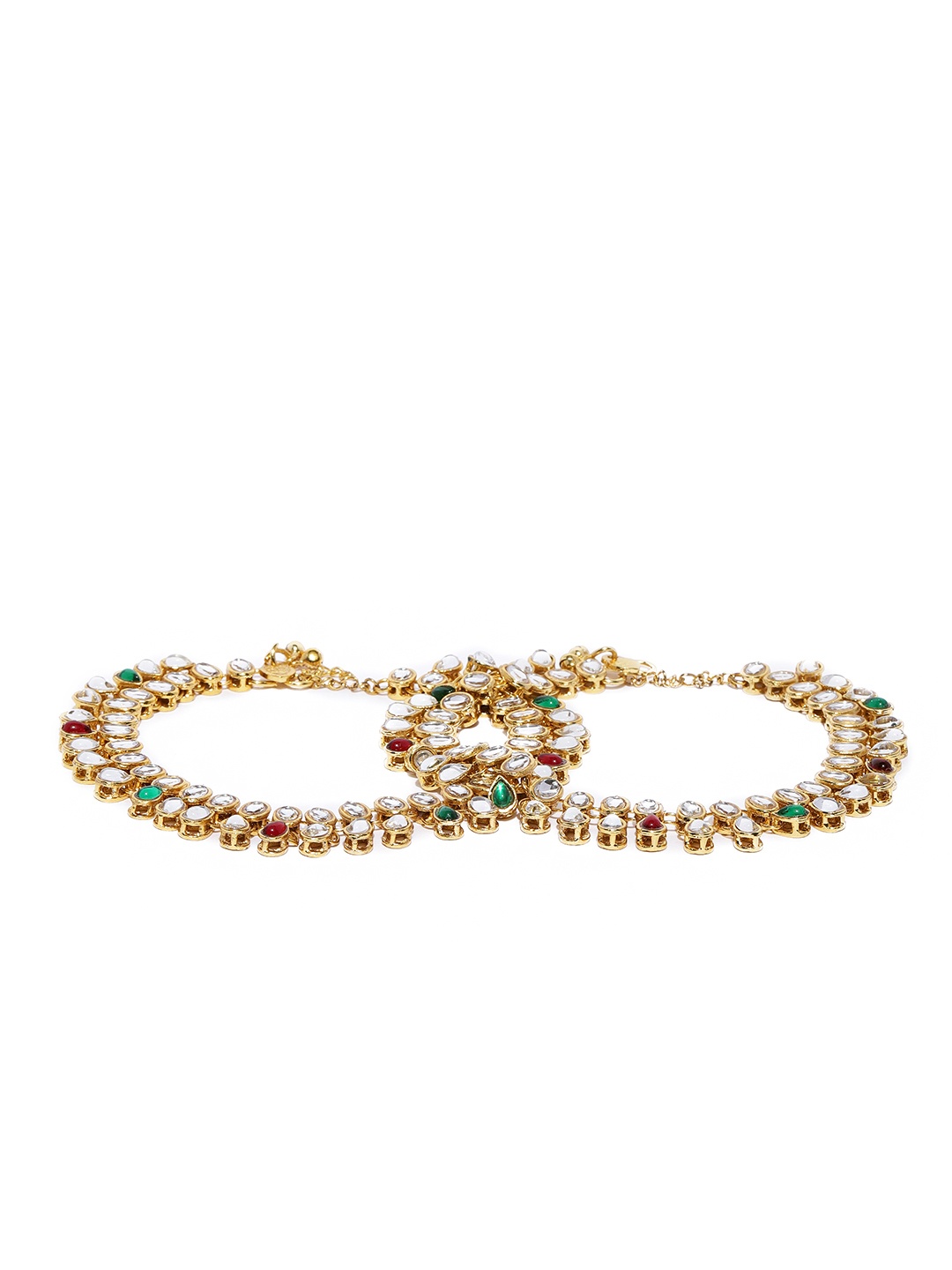 

Zaveri Pearls Gold-Toned Kundan & Pearls Studded Anklets