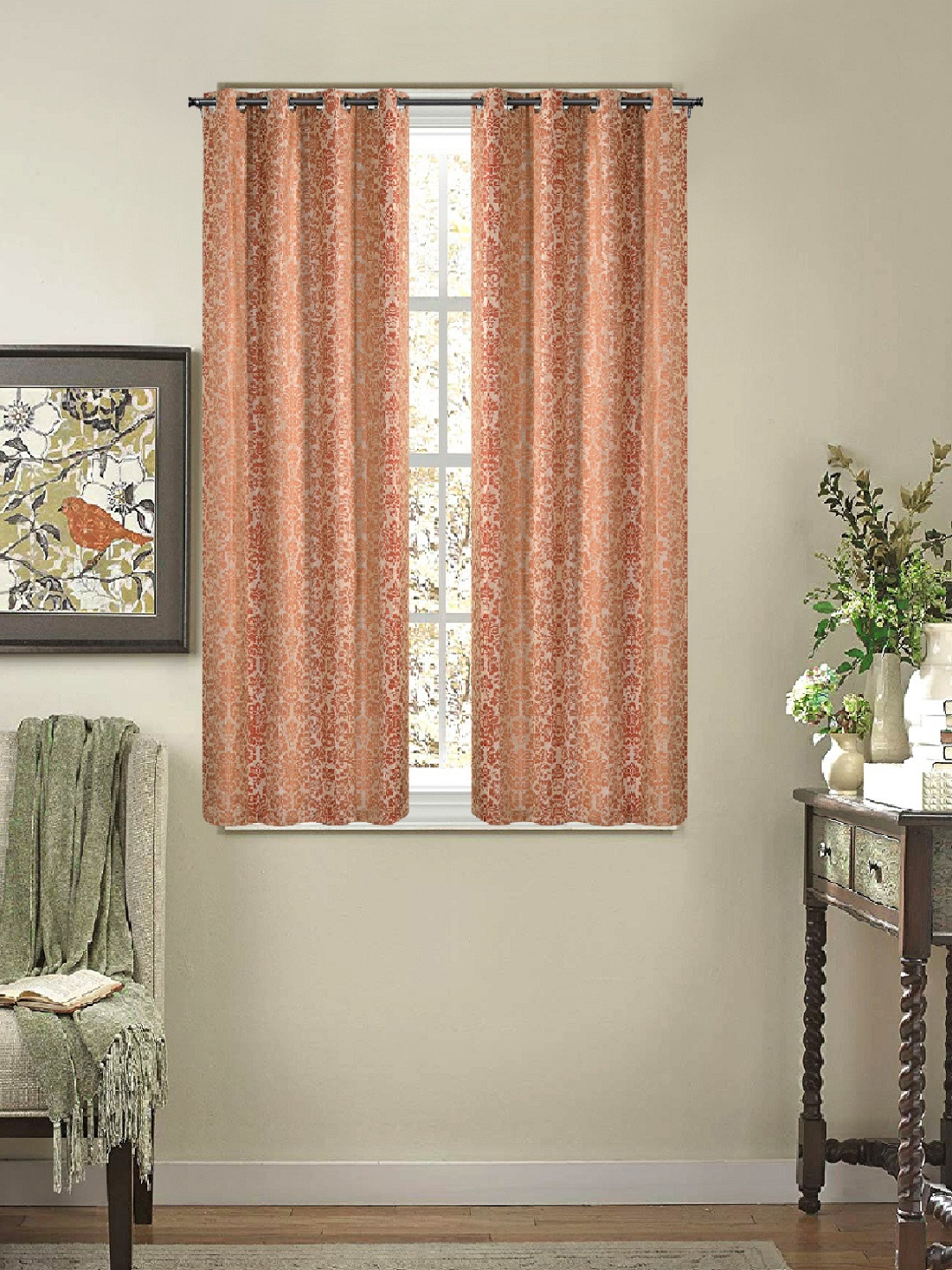 

Deco Window Orange Set of 2 Ethnic Motif Black Out Window Curtains