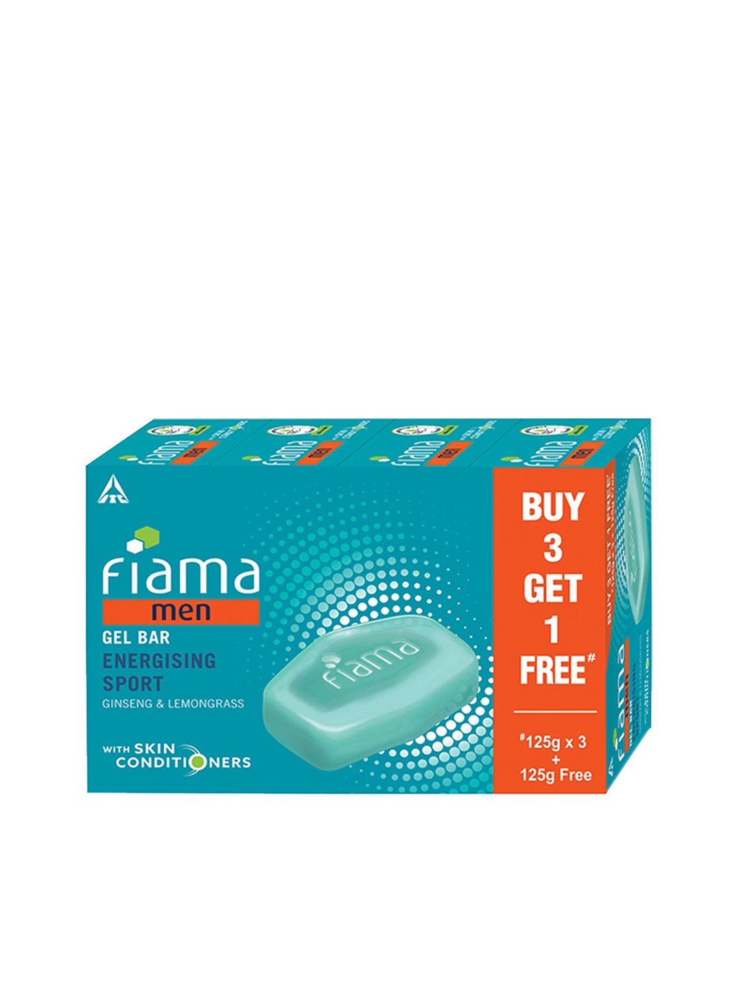 

Fiama Men Set of 4 Energising Sport Ginseng & Lemongrass Gel Soap Bars, Green
