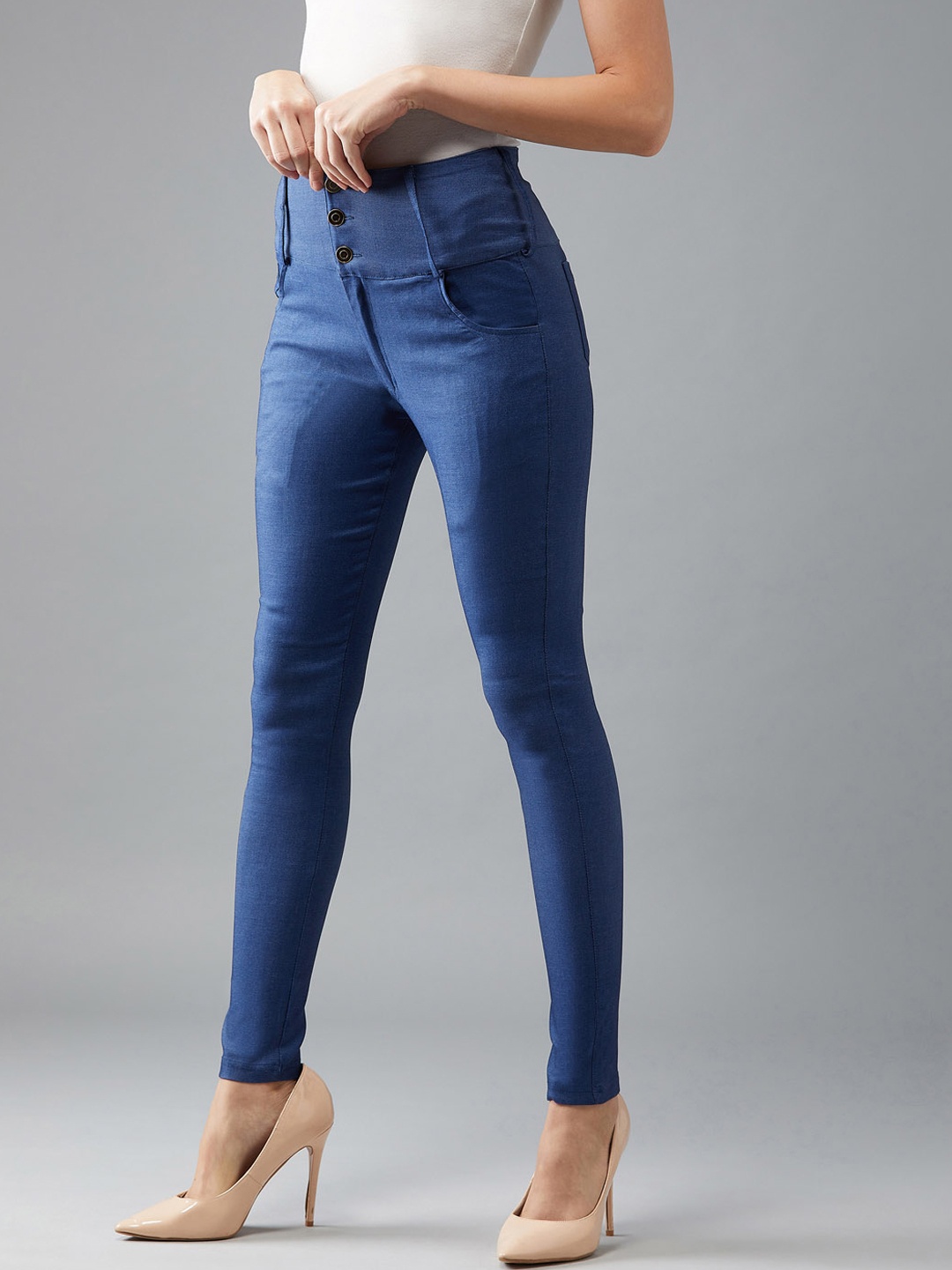 

DOLCE CRUDO Women Blue Solid Slim-Fit Jeggings