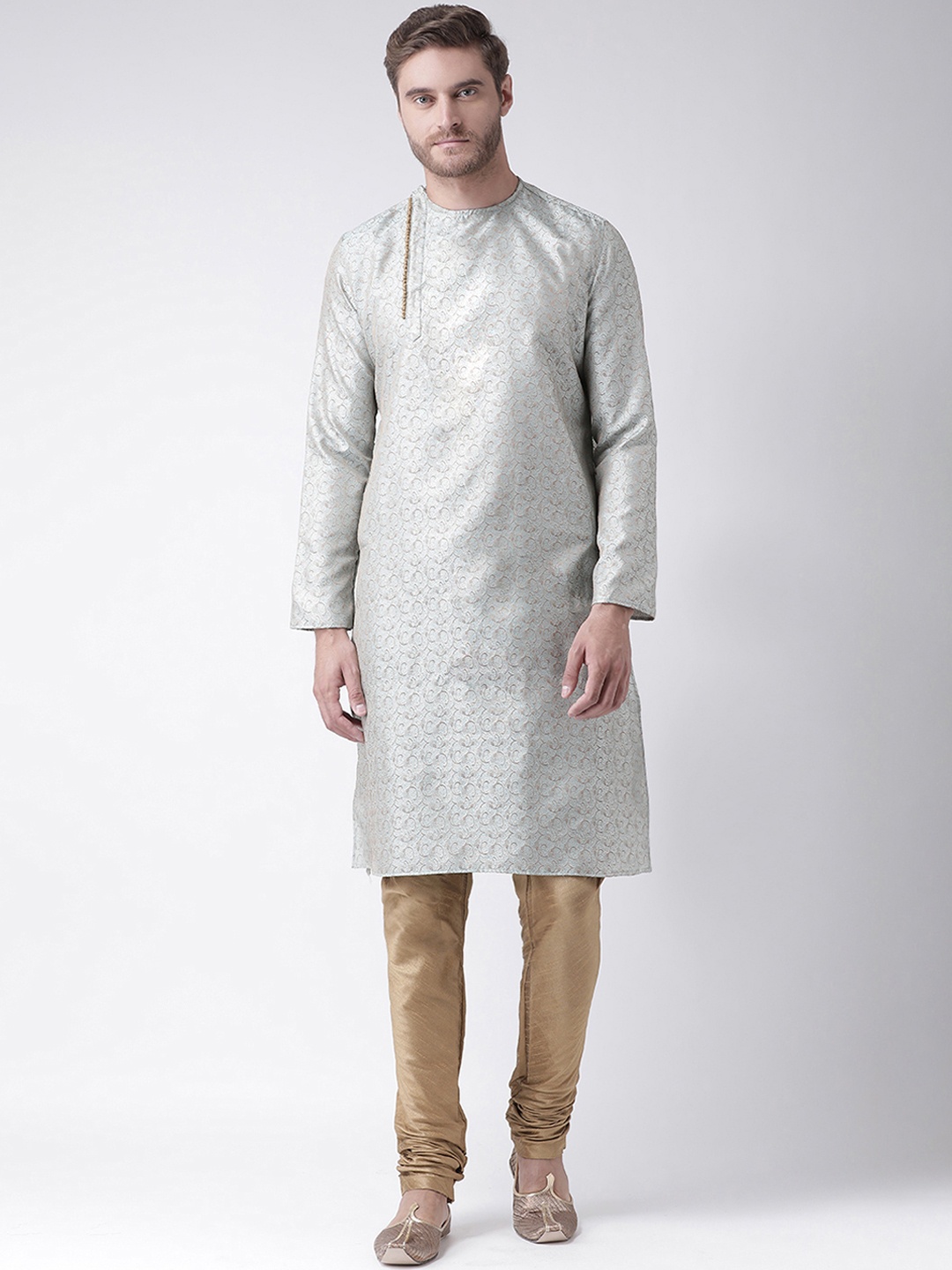 

DEYANN Men Blue Woven Design Straight Kurta