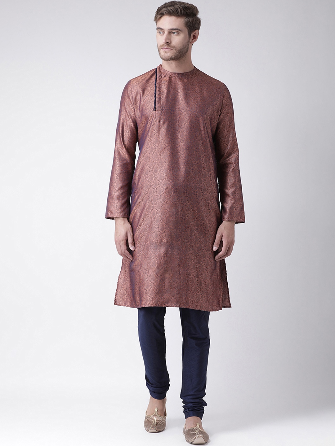 

DEYANN Men Copper-Toned Woven Design Straight Kurta