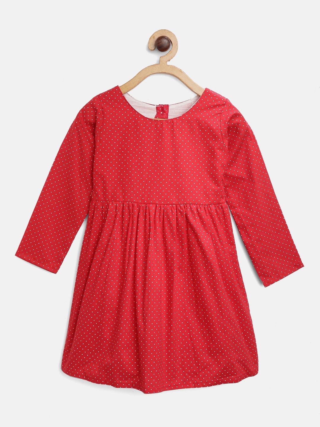 

CHUTPUT Girls Red & White Printed A-Line Dress