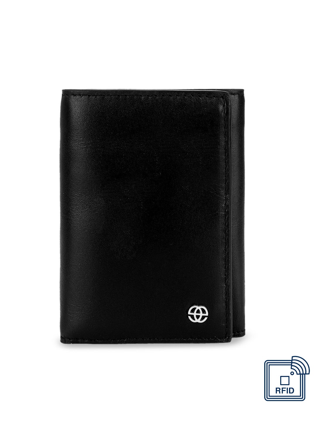 

Eske Men Black Solid Leather Two Fold Wallet