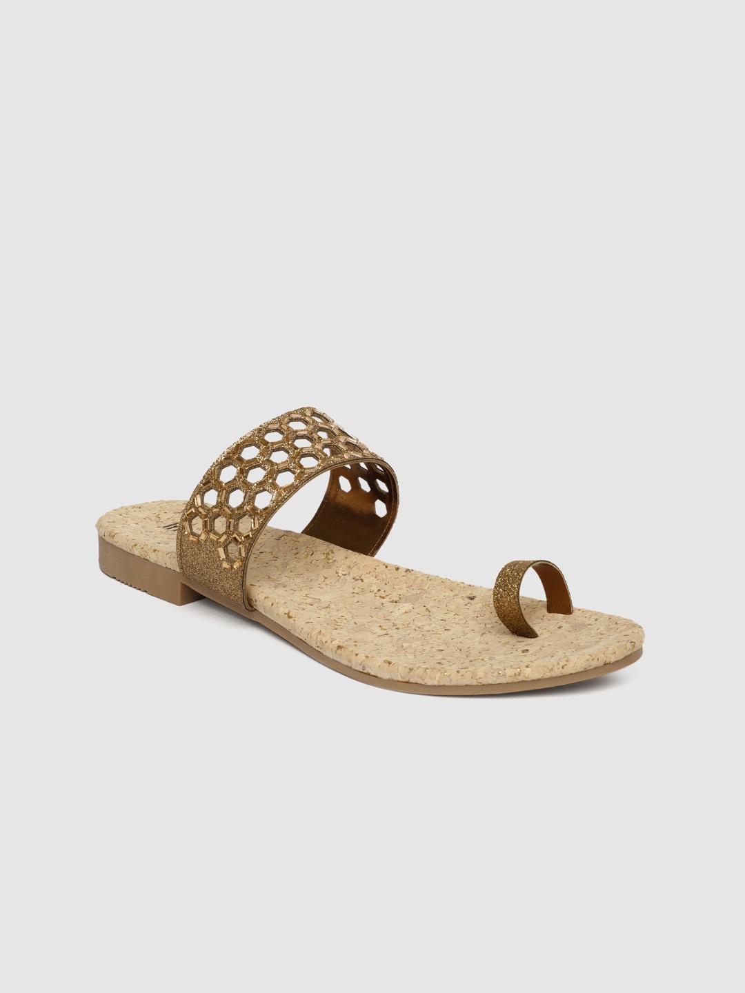 

Inc 5 Women Gold-Toned Embellished One Toe Flats