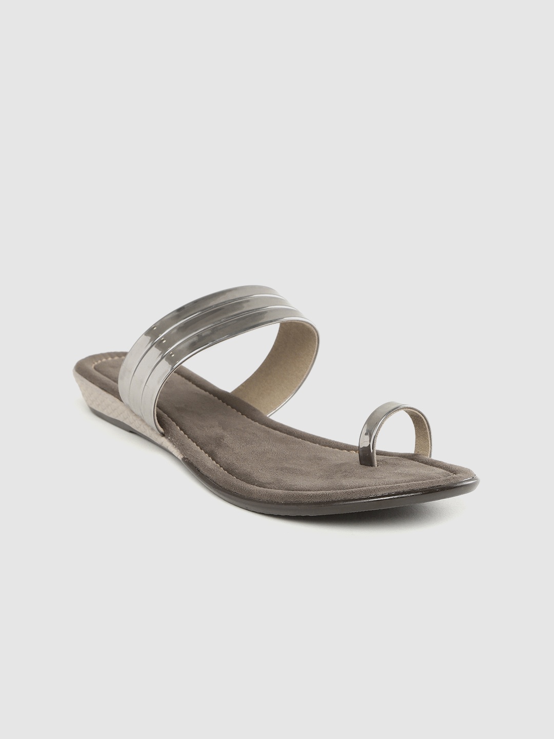 

Inc 5 Women Gunmetal-Toned Solid One Toe Flats, Metallic