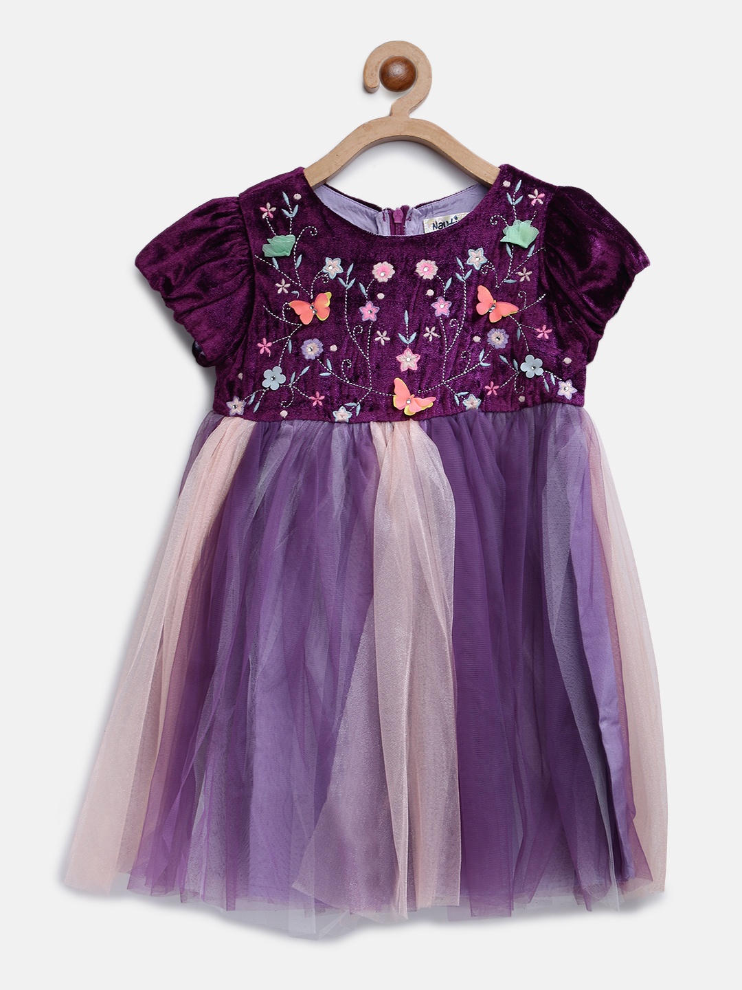 

Nauti Nati Girls Purple Embroidered Fit and Flare Dress