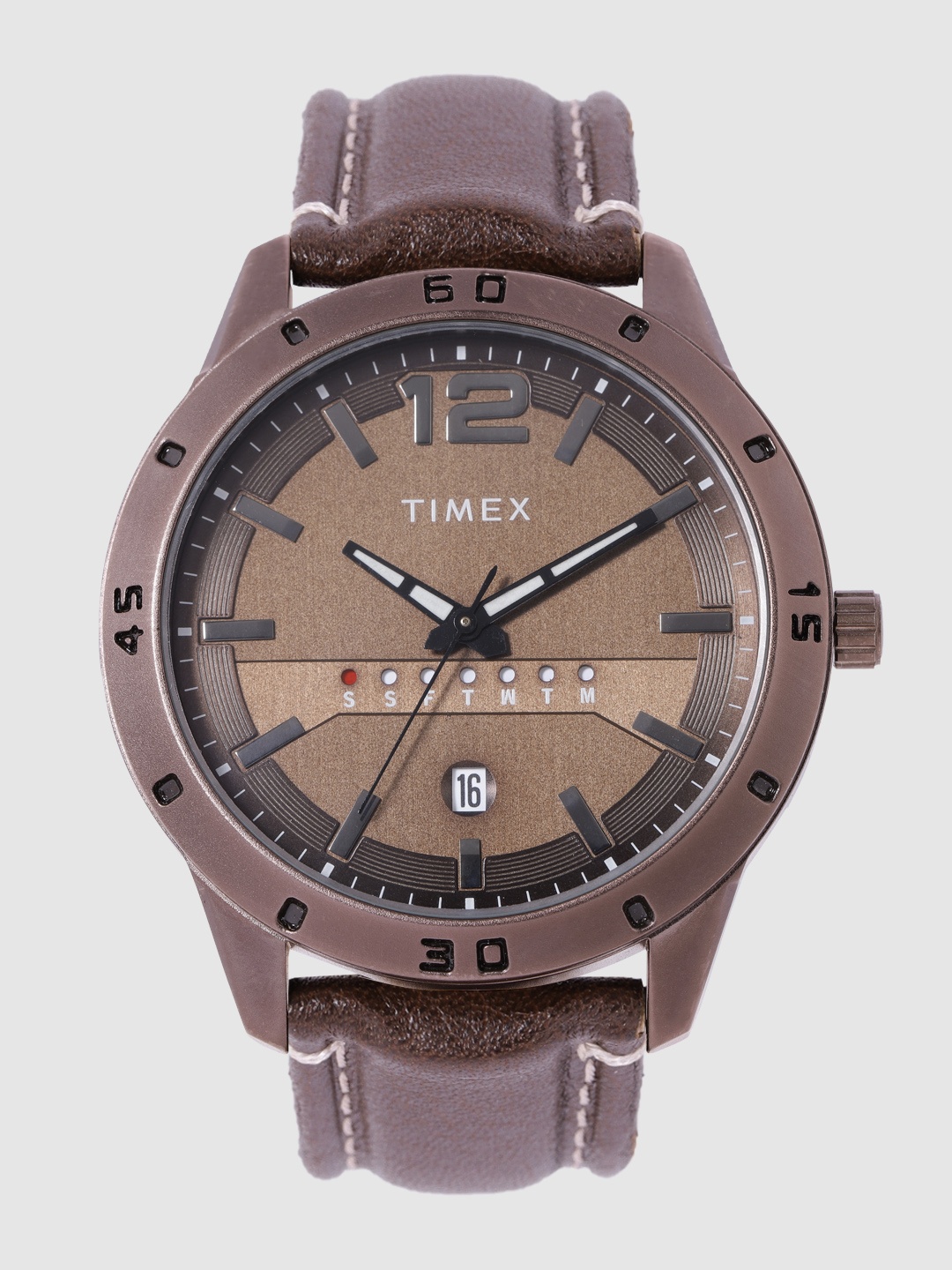 

Timex Men Brown Leather Analogue Watch TW000U936