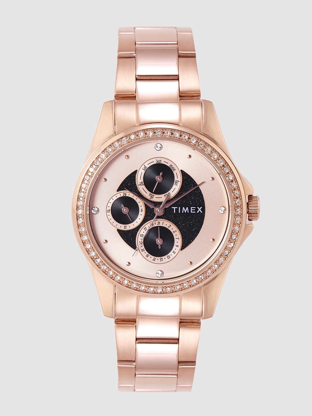 

Timex Women Rose Gold-Toned & Black Analogue Watch TWEL13003