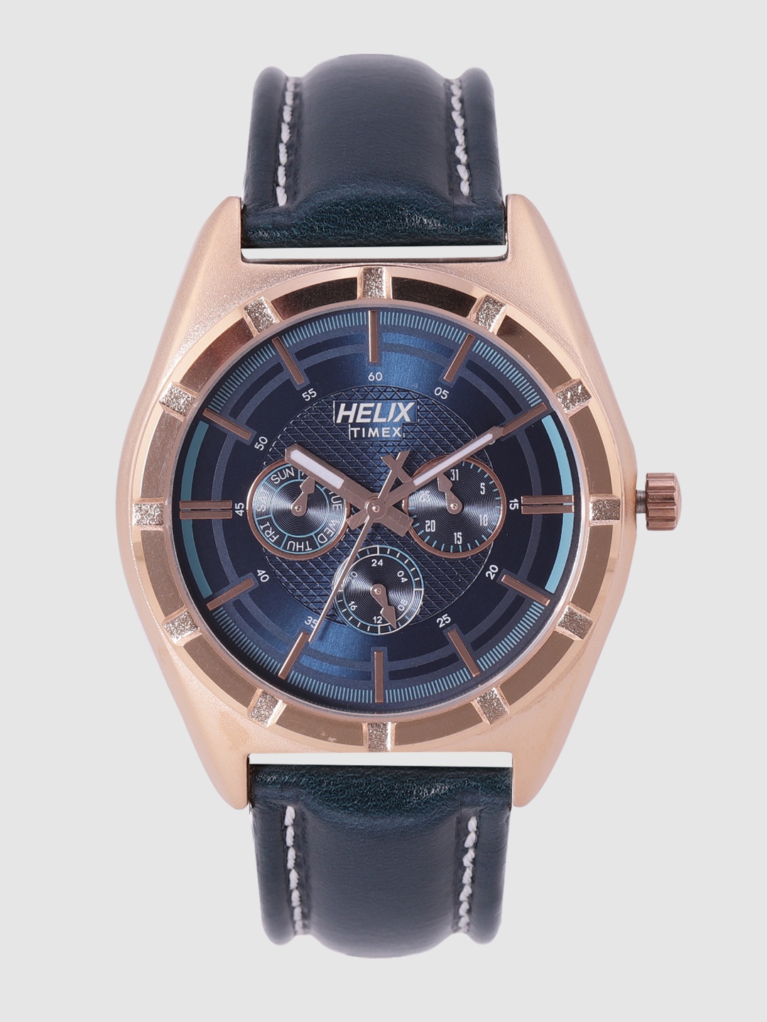 

Helix Men Navy Blue Textured Analogue Watch TW029HG04