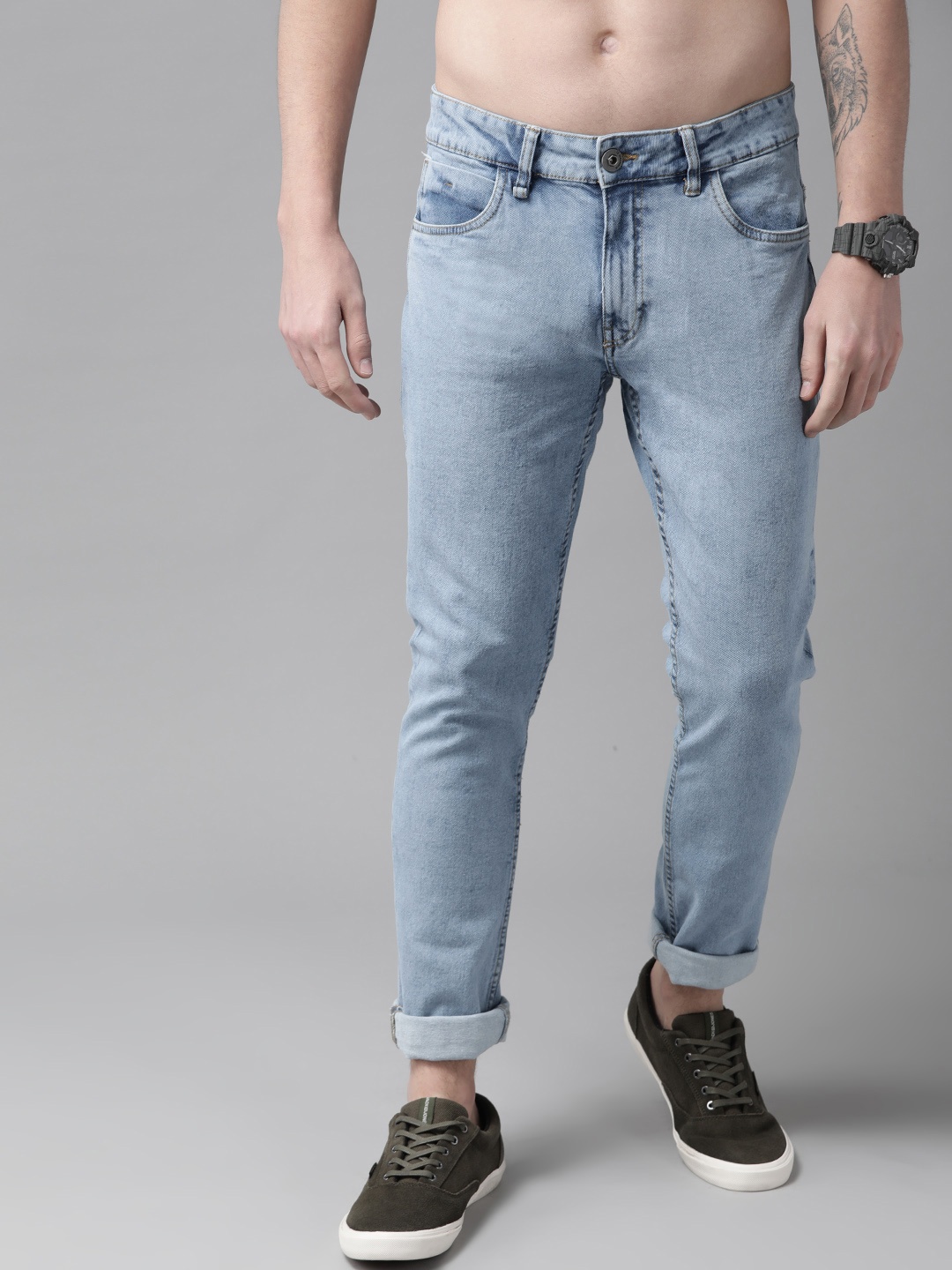 

The Roadster Lifestyle Co Men Blue Skinny Fit Mid-Rise Clean Look Stretchable Jeans