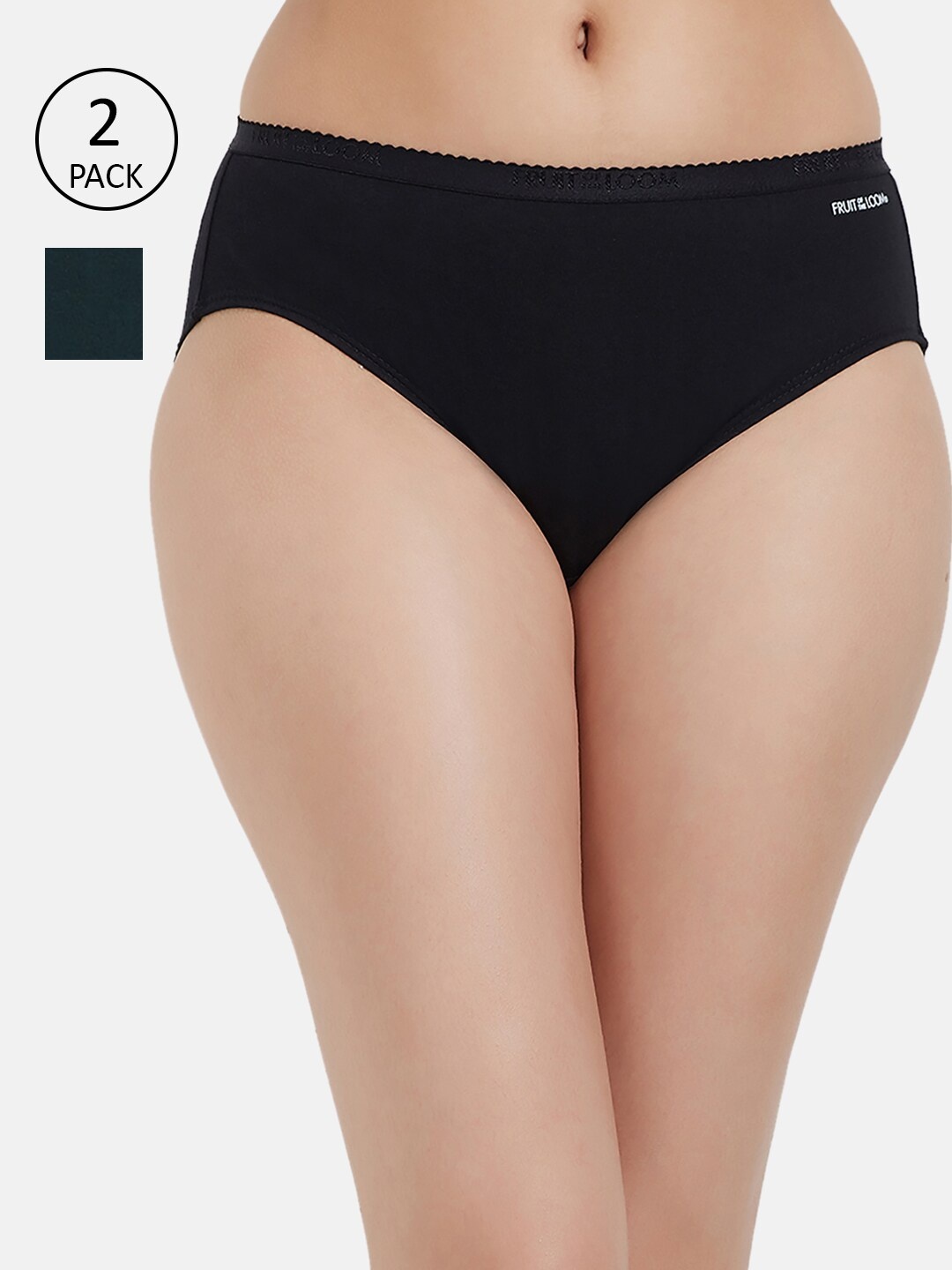 

Fruit of the loom Women Pack of 2 Solid Hipster Briefs FHPS02-2P-DA1S10, Green