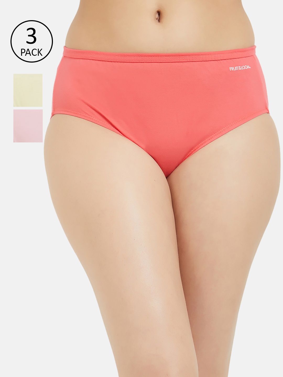 

Fruit of the loom Women Pack of 3 Solid Hipster Briefs FHPS01-3P-LA2S7, Pink