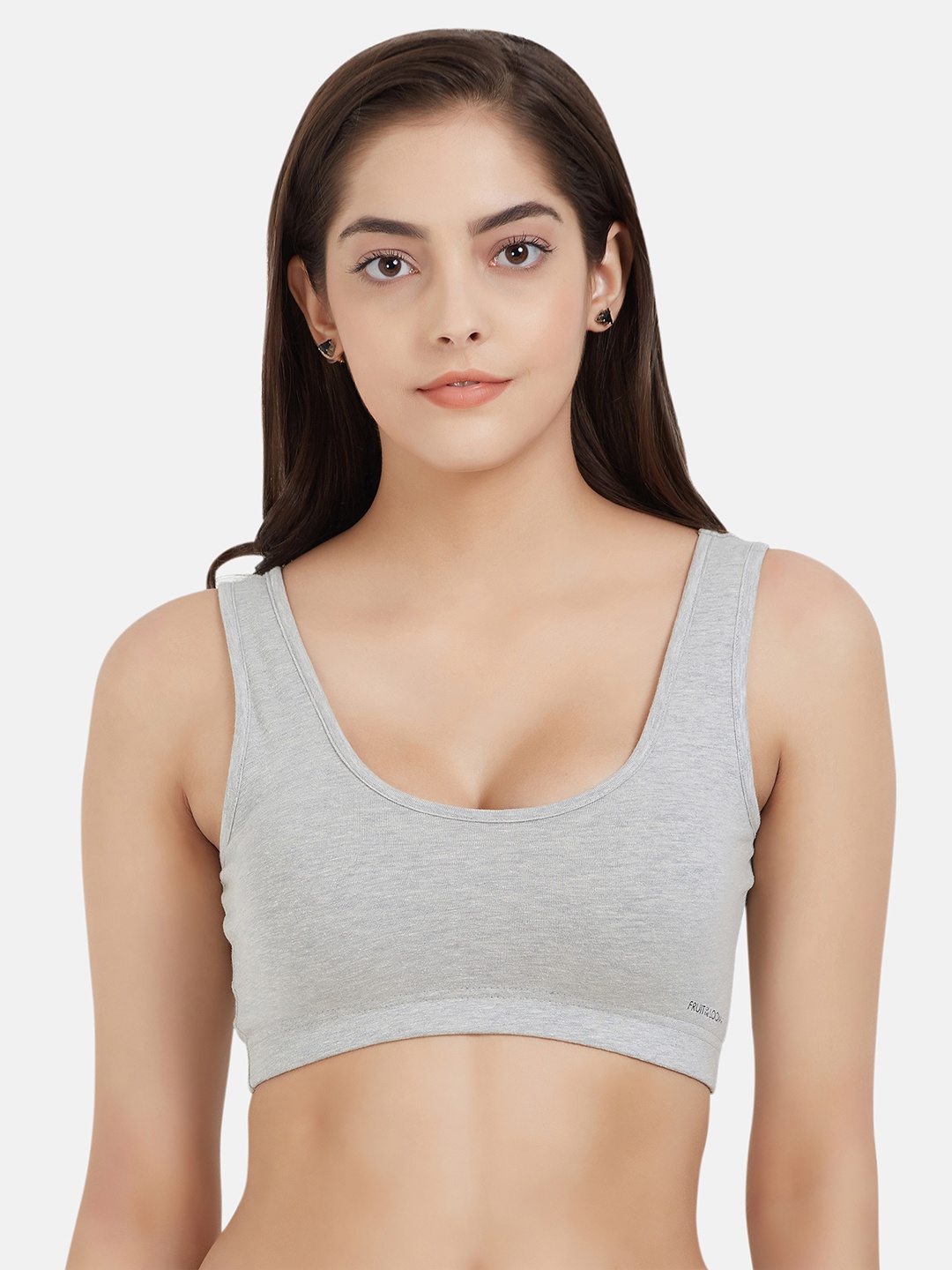 

Fruit of the loom Grey Melange Solid Non-Wired Non Padded Sports Bra FSTS01-A1S3
