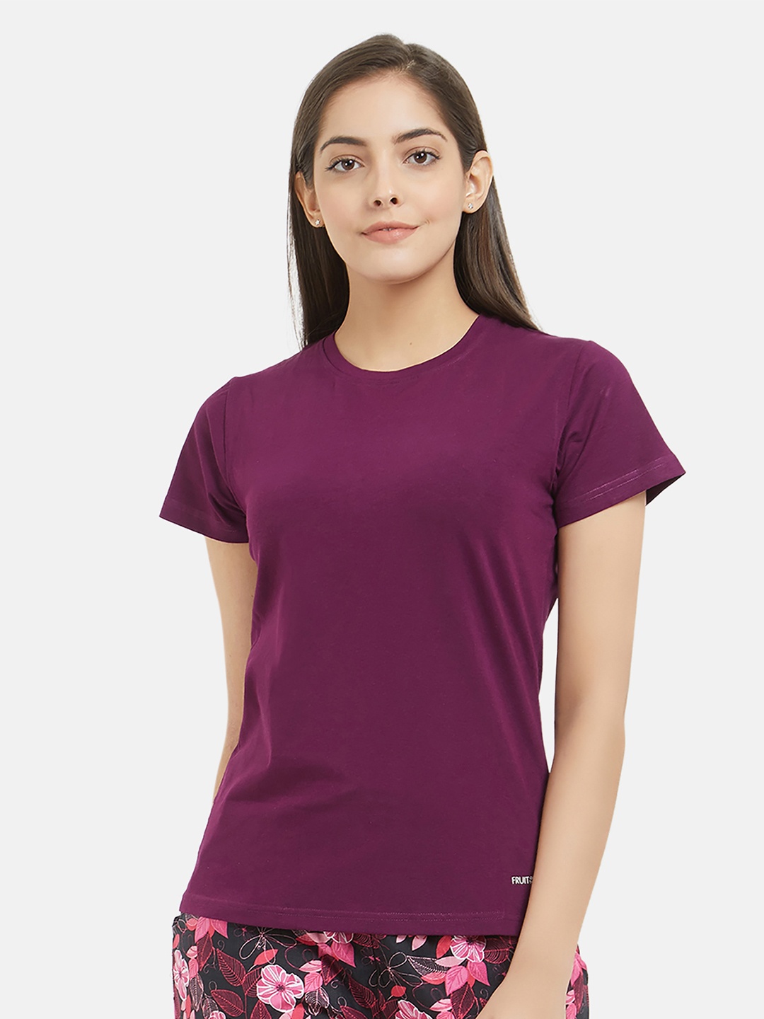 

Fruit of the loom Women Purple Solid Lounge T-shirt