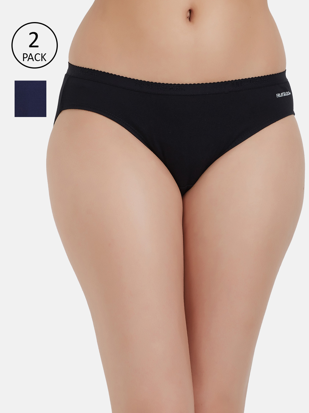 

Fruit of the loom Women Pack of 2 Solid Bikini Briefs FBKS02-2P-DA1S3, Black