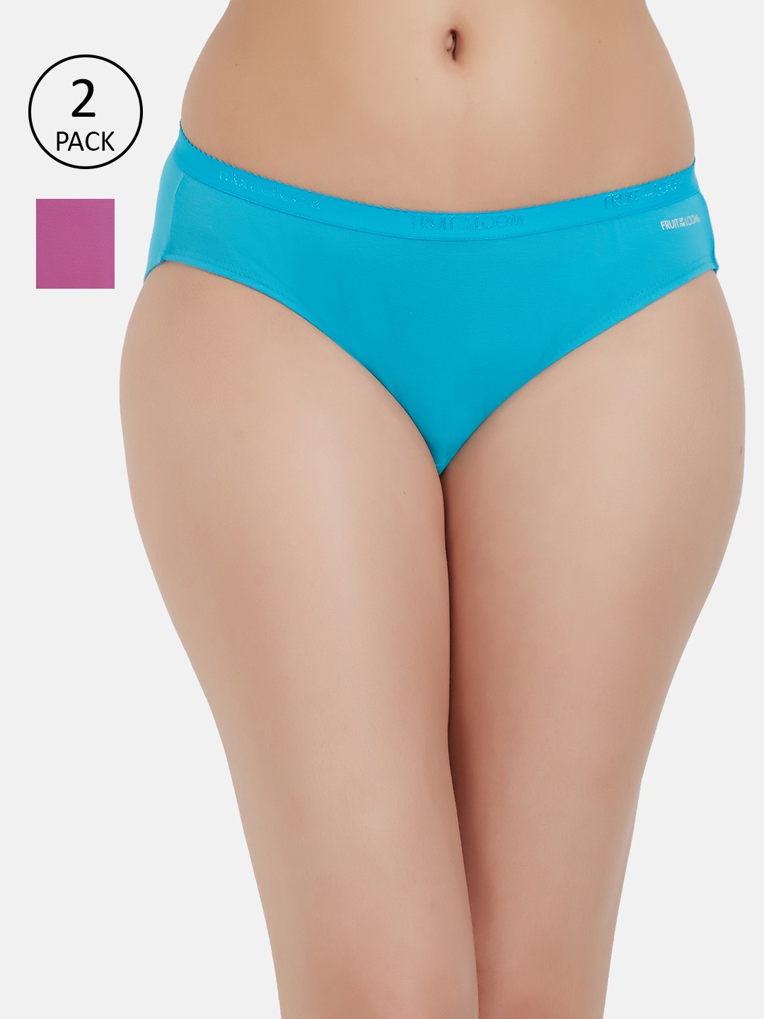 

Fruit of the loom Women Pack of 2 Solid Bikini Briefs FBKS02-2P-LA2S10, Turquoise blue