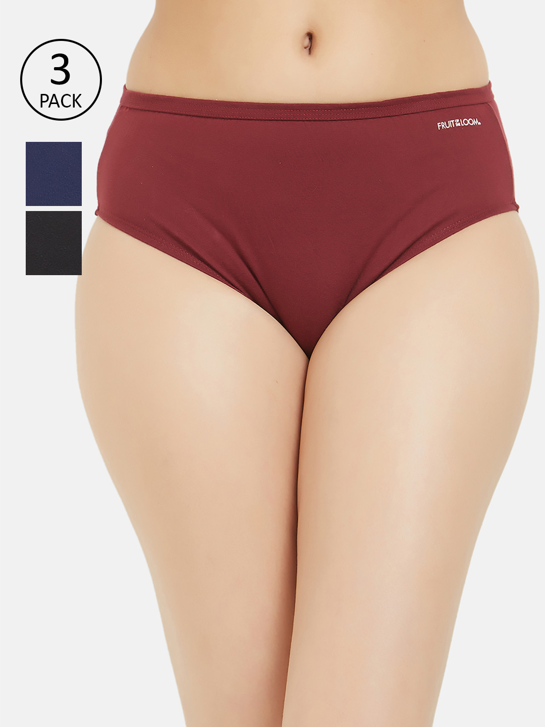 

Fruit of the loom Women Pack of 3 Solid Hipster Briefs FHPS01-3P-DA1S2, Black
