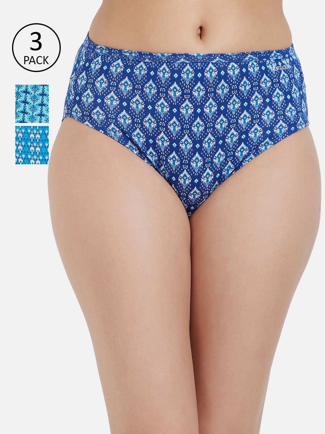 

Fruit of the loom Women Pack of 3 Printed Hipster Briefs FHPP01-3P-LA1P4, Blue