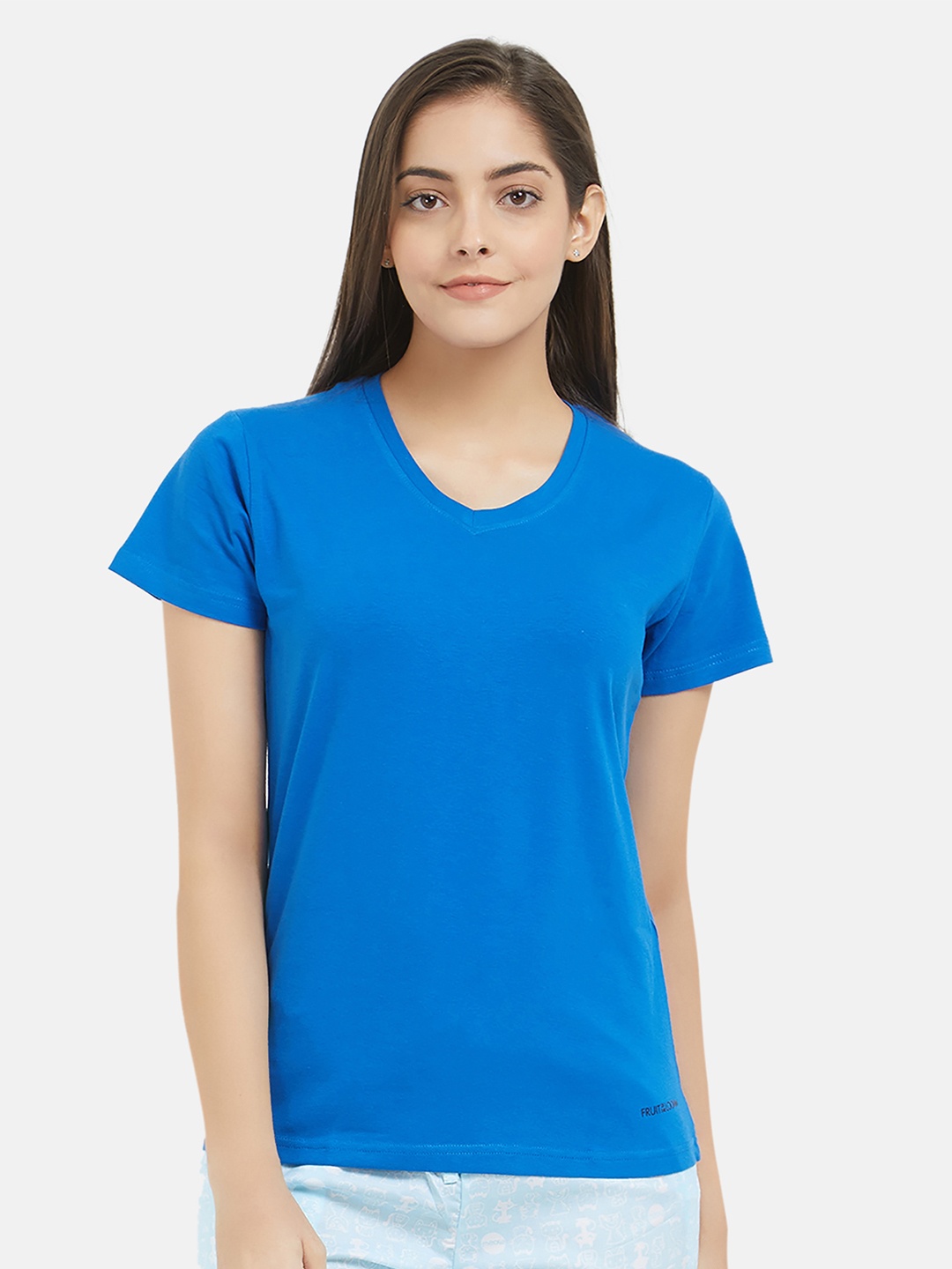 

Fruit of the loom Women Blue Solid Lounge T-shirt