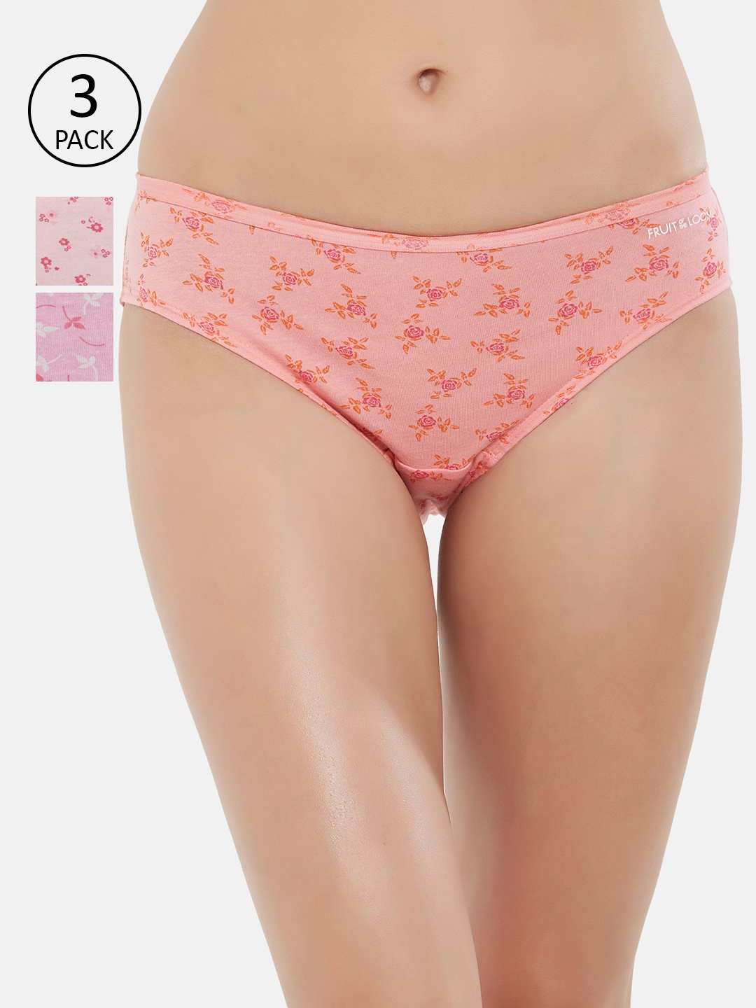 

Fruit of the loom Women Pack of 3 Printed Bikini Briefs FBKP01-3P-LA1P2, Pink