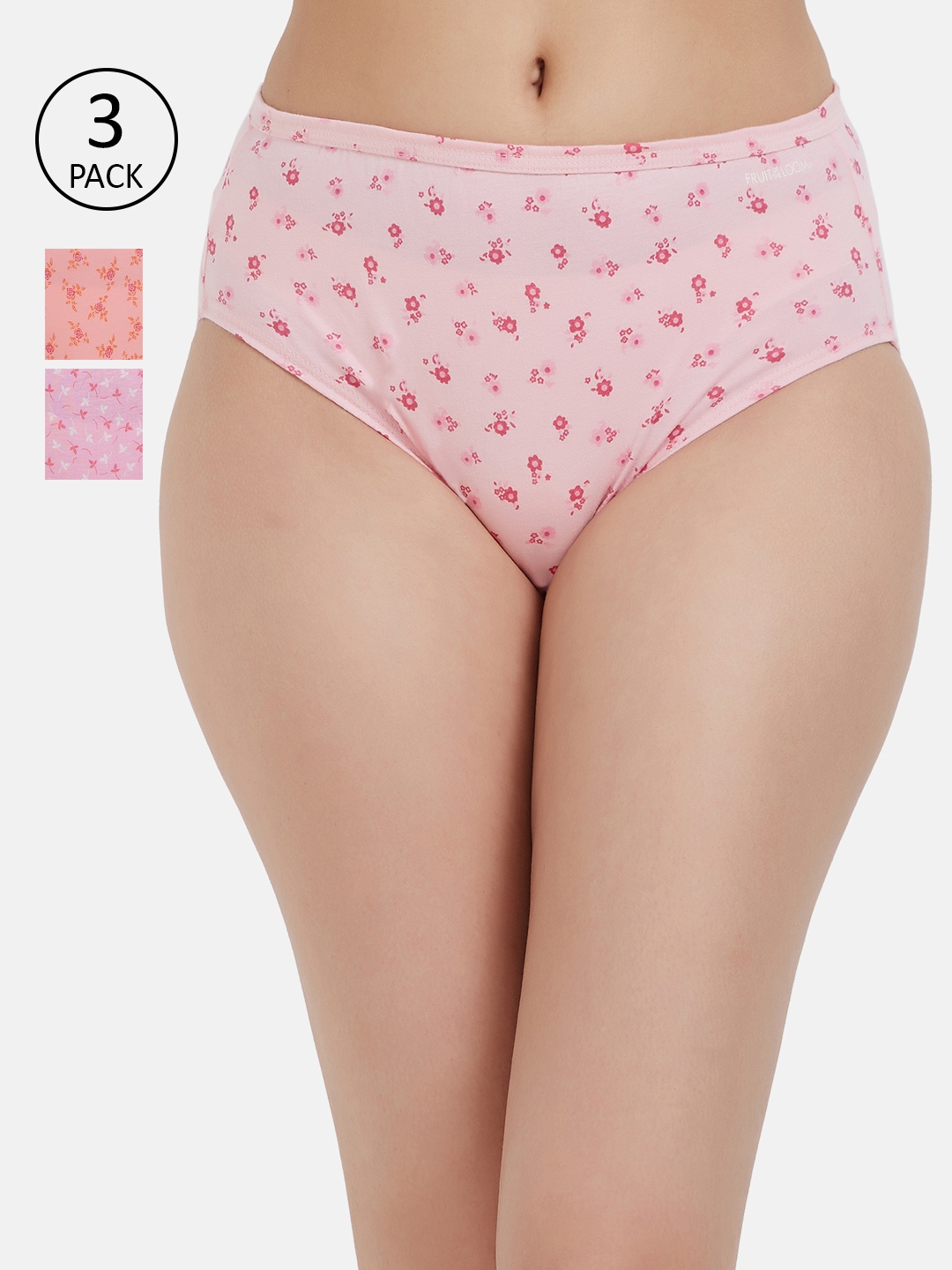 

Fruit of the loom Women Pack of 3 Printed Hipster Briefs FHPP01-3P-LA1P2, Pink