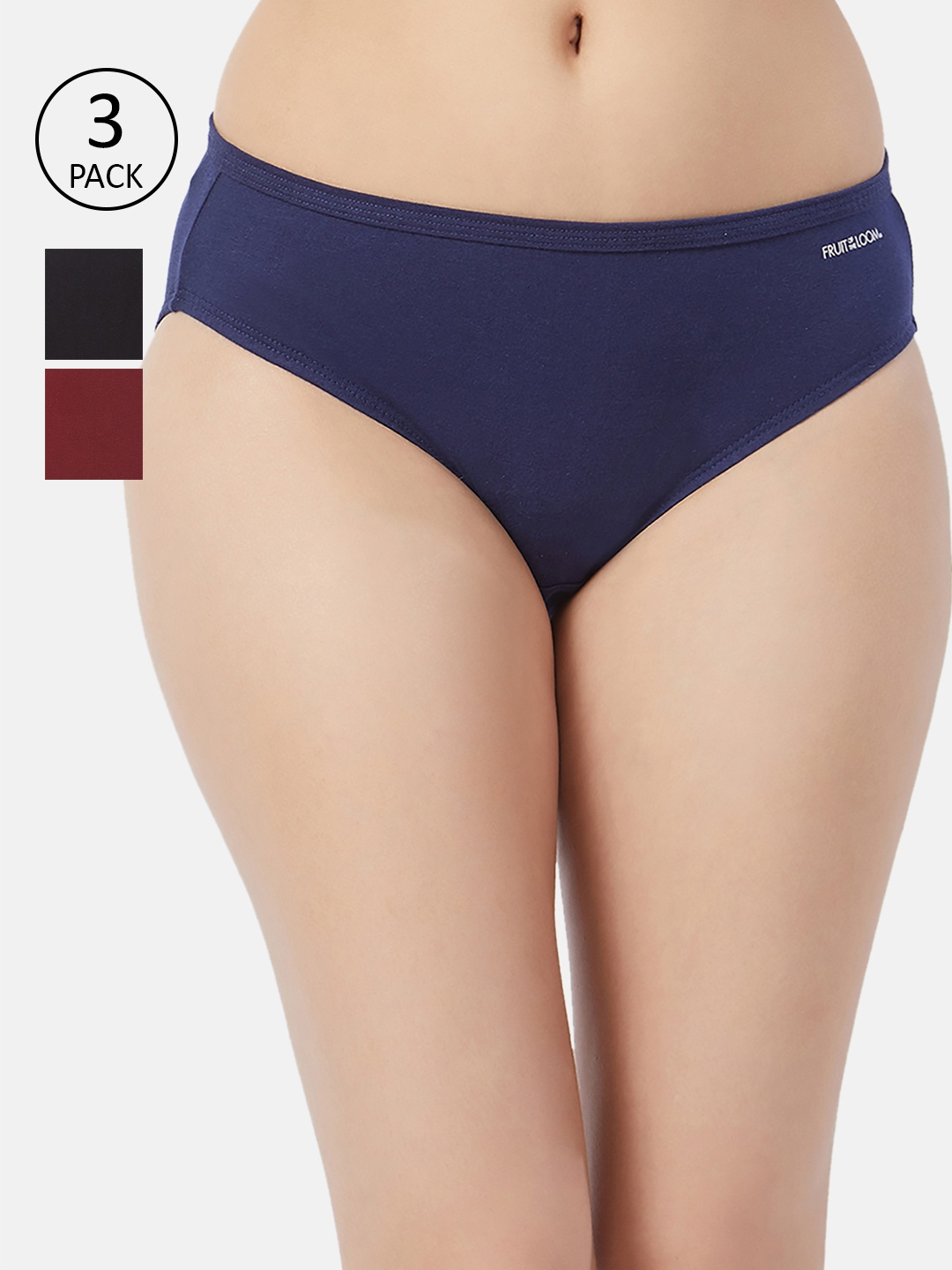 

Fruit of the loom Women Pack of 3 Solid Bikini Briefs FBKS01-3P-DA1S2, Black