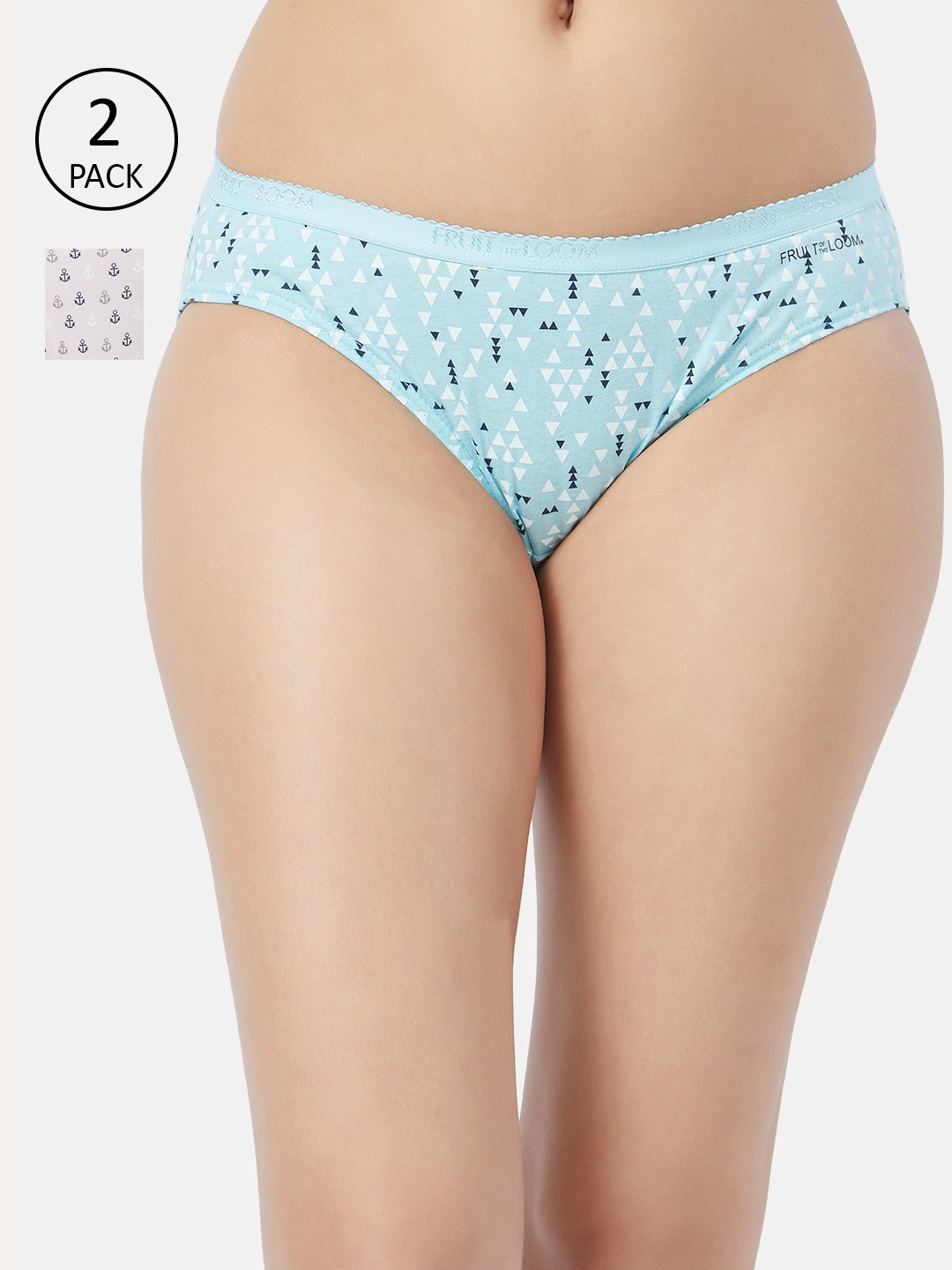 

Fruit of the loom Women Pack of 2 Printed Bikini Briefs FBKP02-2P-LA1P4, Blue