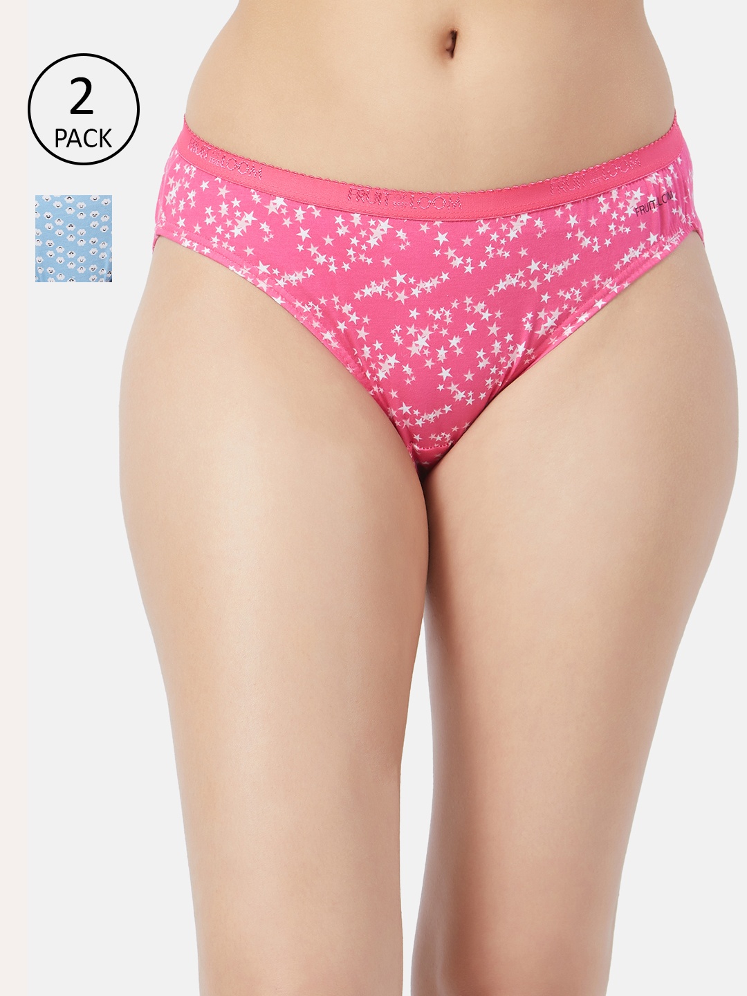 

Fruit of the loom Women Pack of 2 Printed Bikini Briefs FBKP02-2P-LA1P3, Pink