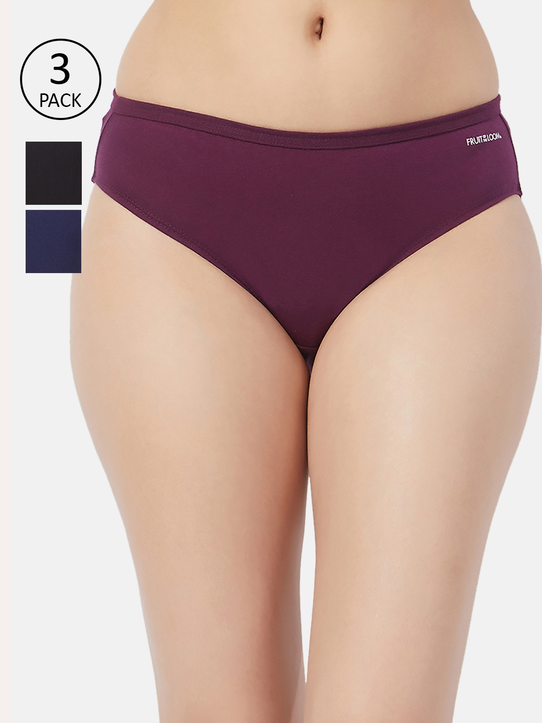 

Fruit of the loom Women Pack of 3 Solid Bikini Briefs FBKS01-3P-DA1S1, Blue