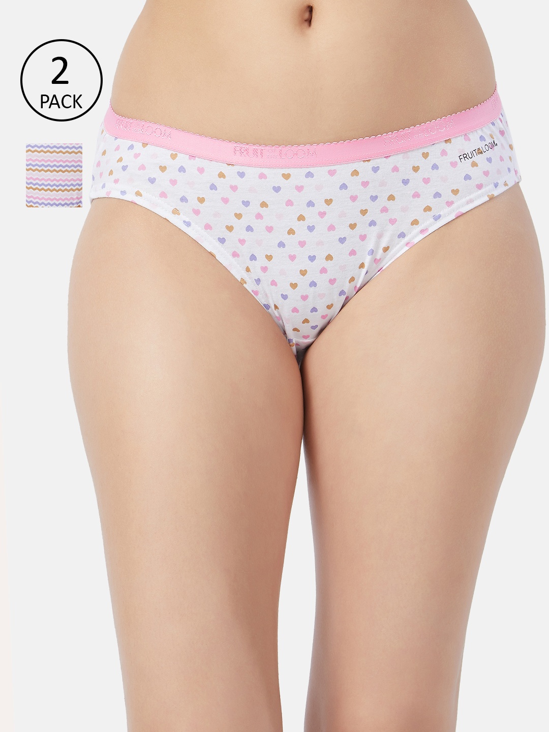 

Fruit of the loom Women Pack of 2 Printed Bikini Briefs FBKP02-2P-LA1P2, White