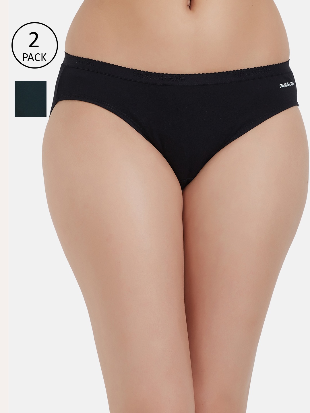 

Fruit of the loom Women Pack of 2 Solid Bikini Briefs FBKS02-2P-DA1S10, Black