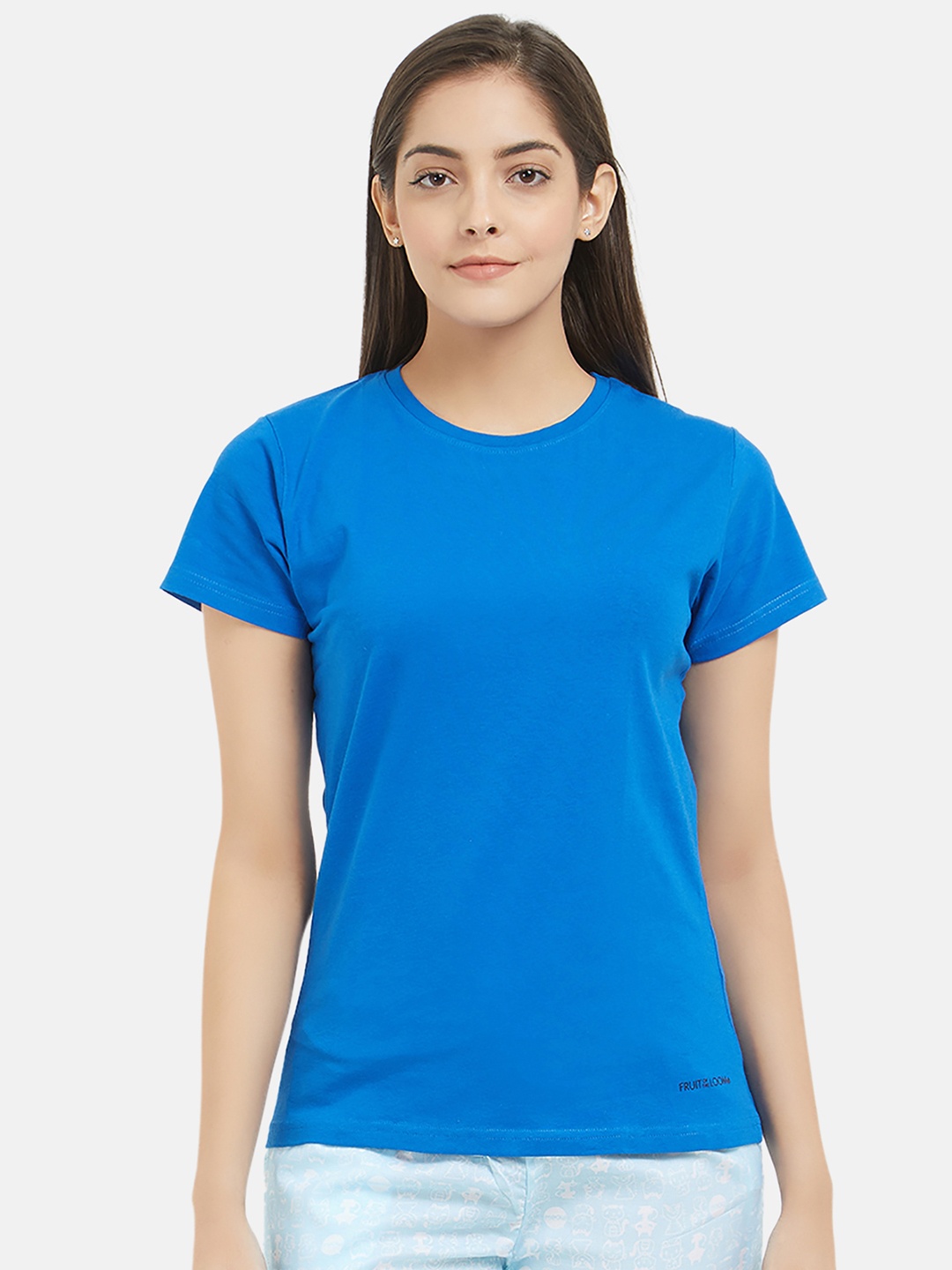 

Fruit of the loom Women Blue Solid Lounge T-shirt