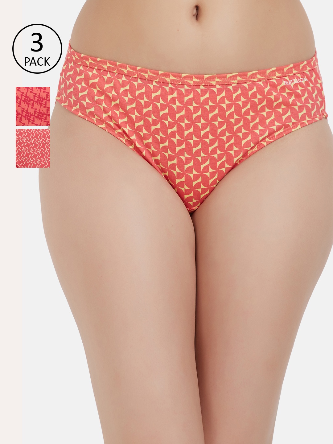

Fruit of the loom Women Pack of 3 Printed Bikini Briefs FBKP01-3P-DA1P3, Peach