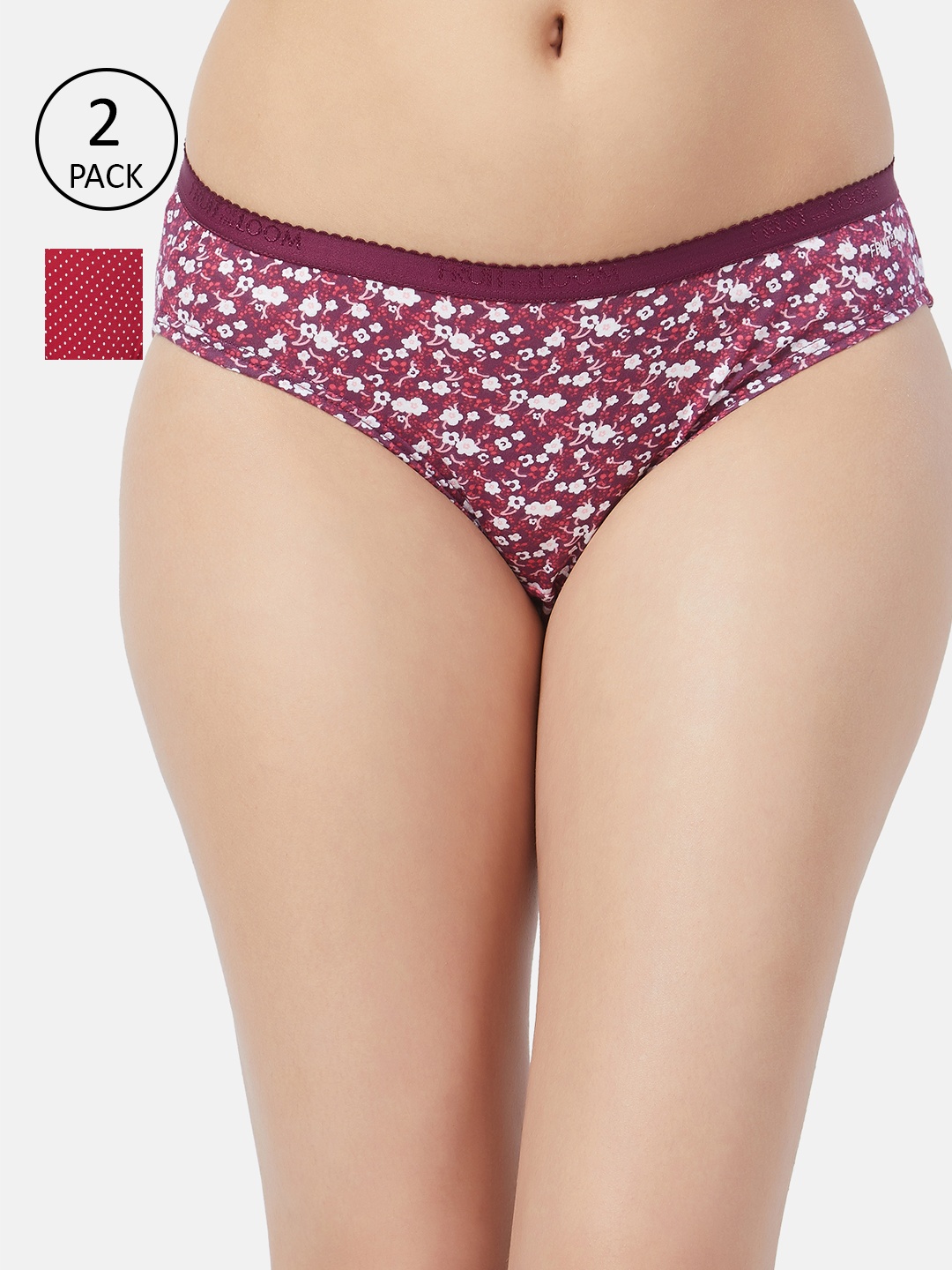 

Fruit of the loom Women Pack of 2 Printed Bikini Briefs FBKP02-2P-DA1P1, Red