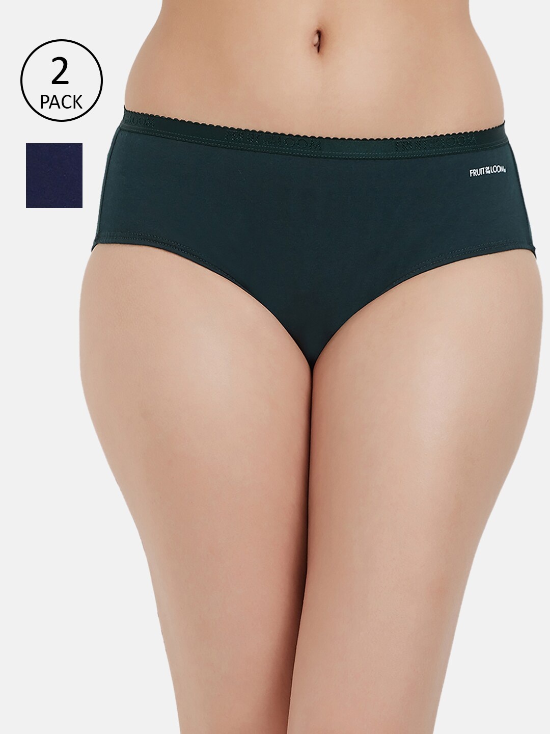 

Fruit of the loom Women Pack of 2 Solid Hipster Briefs FHPS02-2P-DA2S6, Green