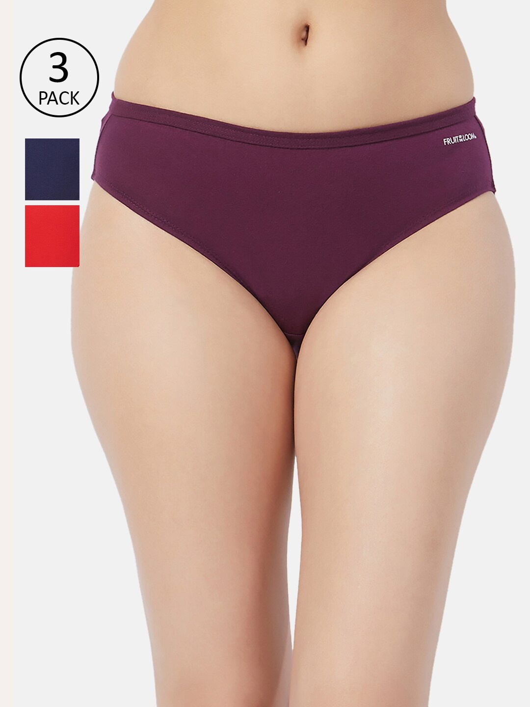

Fruit of the loom Women Pack of 3 Solid Bikini Briefs FBKS01-3P-DA2S7, Purple