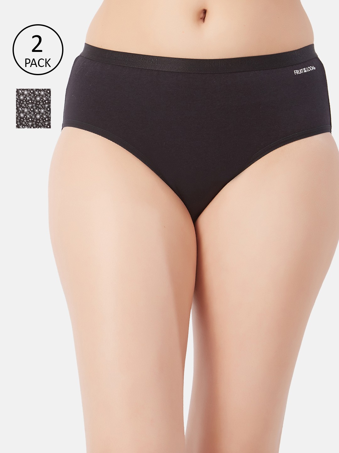 

Fruit of the loom Women Pack Of 2 Hipster Briefs FHP03-2P-A1SP5, Black