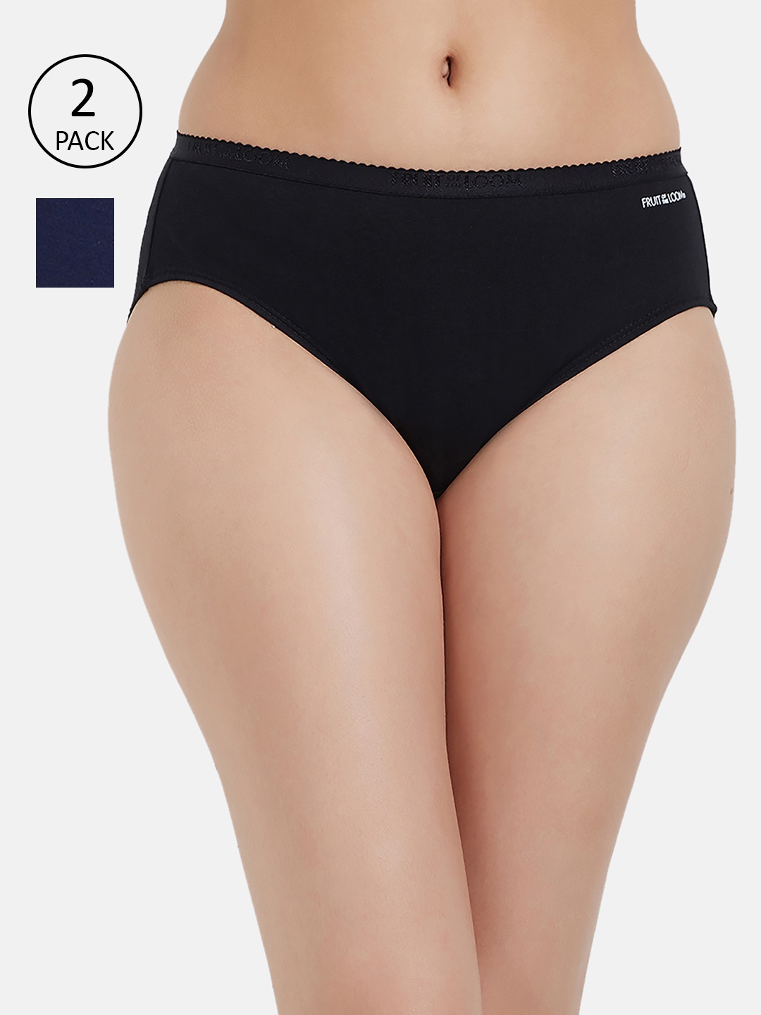

Fruit of the loom Women Pack of 2 Solid Hipster Briefs FHPS02-2P-DA1S3, Black